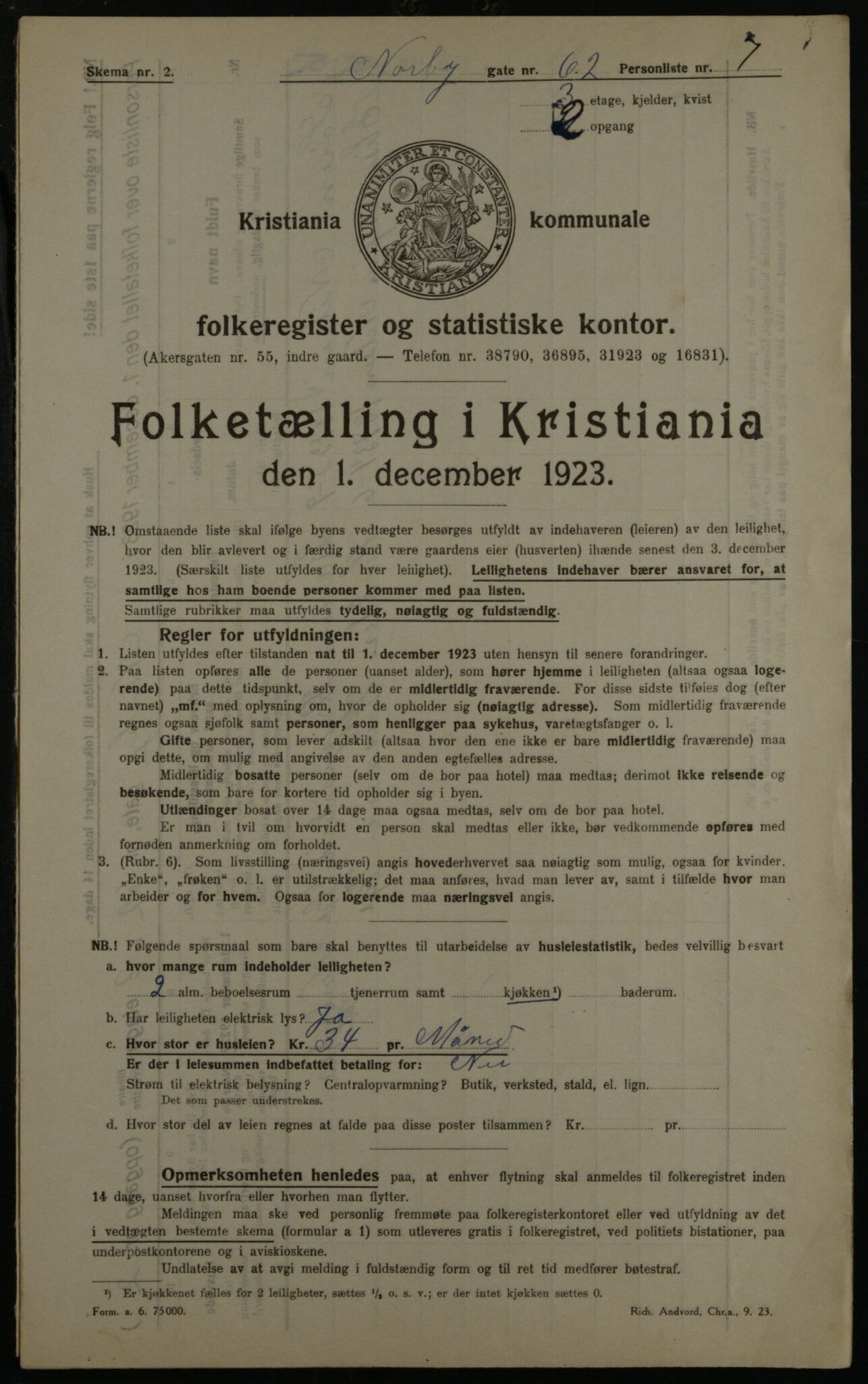 OBA, Municipal Census 1923 for Kristiania, 1923, p. 79352