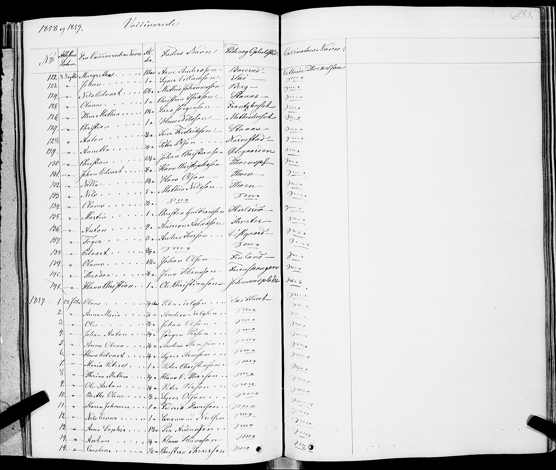 Skiptvet prestekontor Kirkebøker, AV/SAO-A-20009/F/Fa/L0006: Parish register (official) no. 6, 1839-1860, p. 295