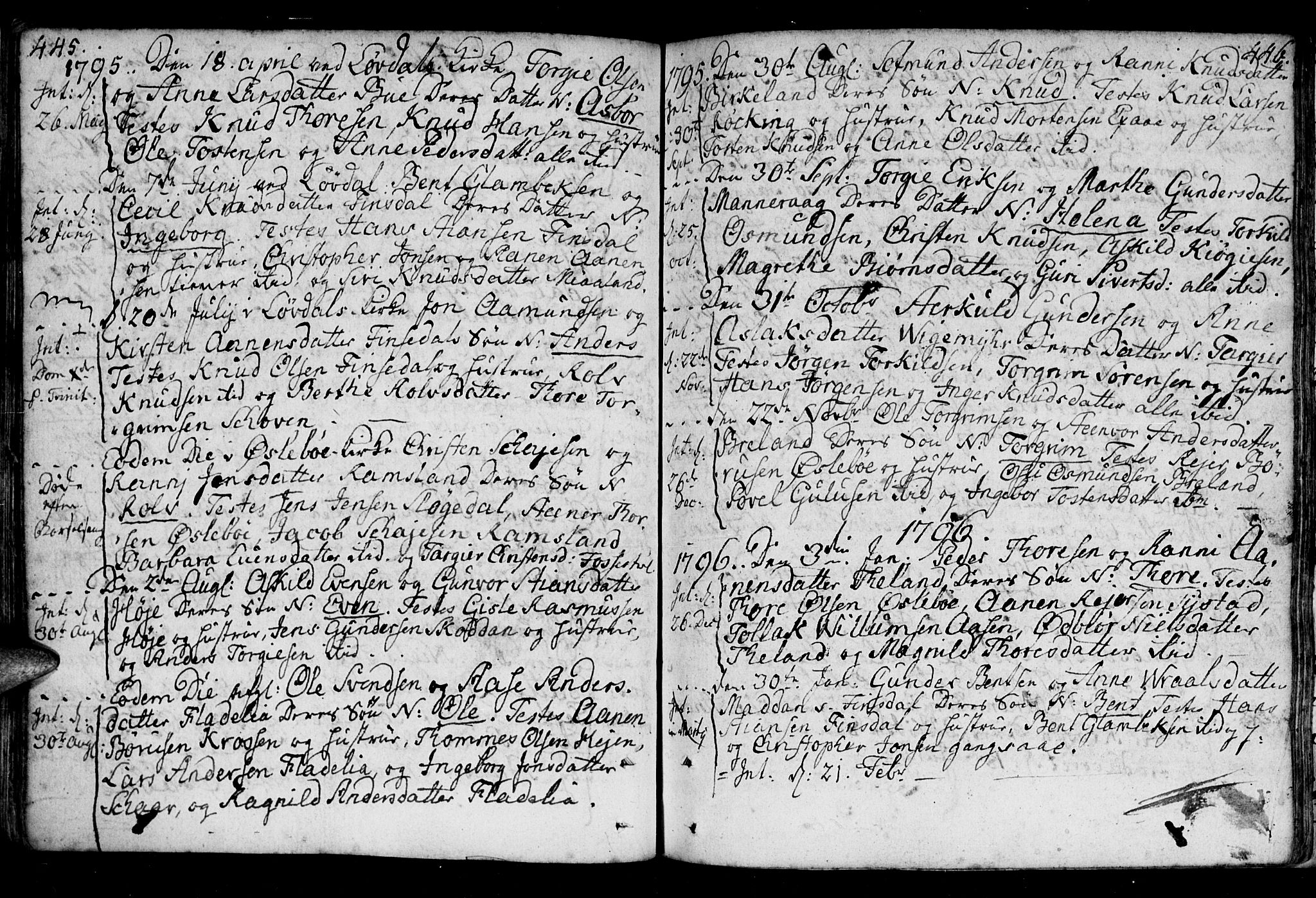 Holum sokneprestkontor, SAK/1111-0022/F/Fa/Fac/L0001: Parish register (official) no. A 1, 1773-1820, p. 445-446
