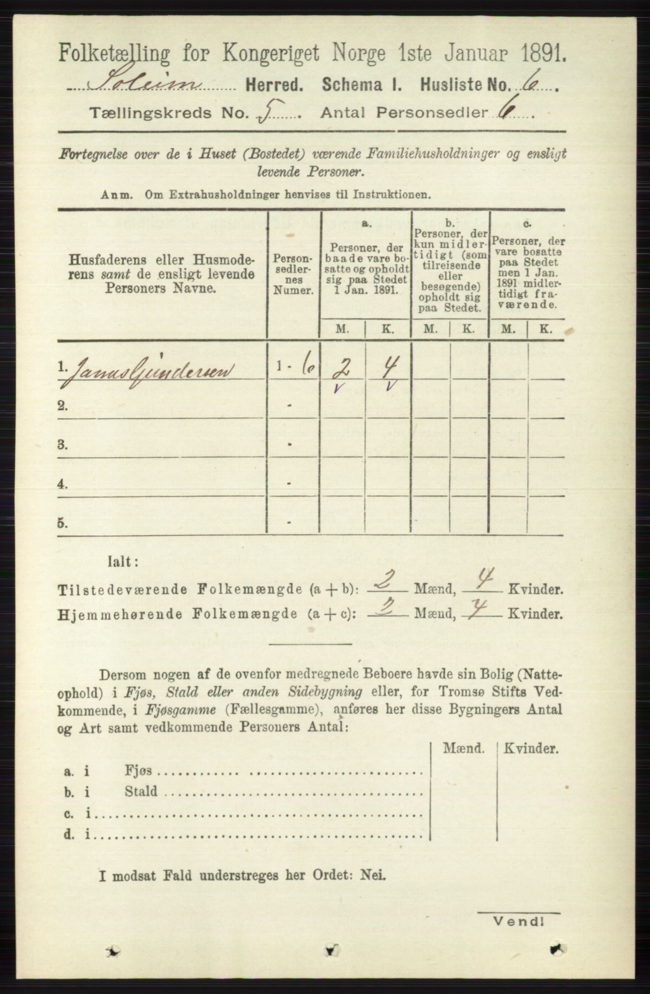 RA, 1891 census for 0818 Solum, 1891, p. 803