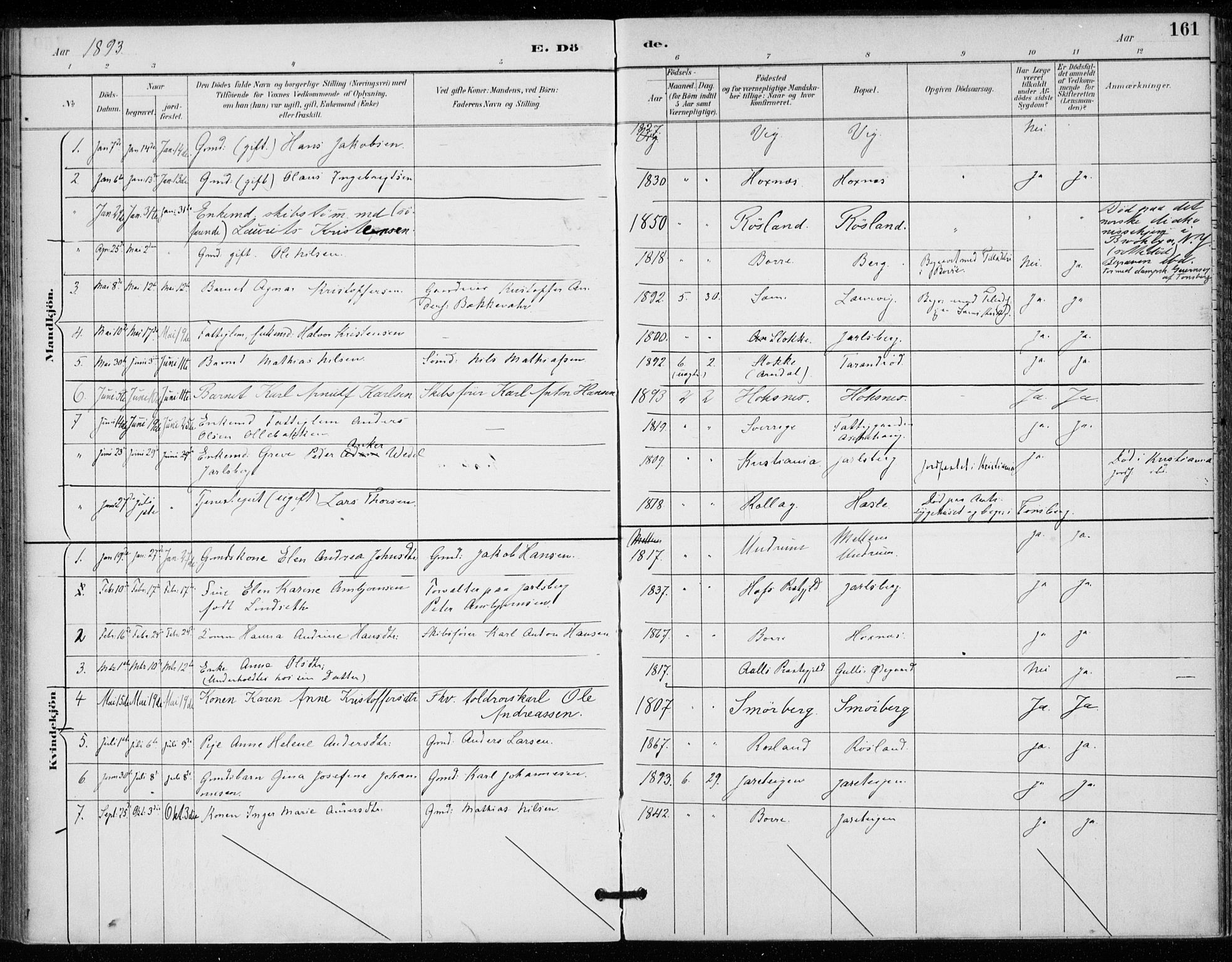 Sem kirkebøker, AV/SAKO-A-5/F/Fa/L0011: Parish register (official) no. I 11, 1888-1904, p. 161