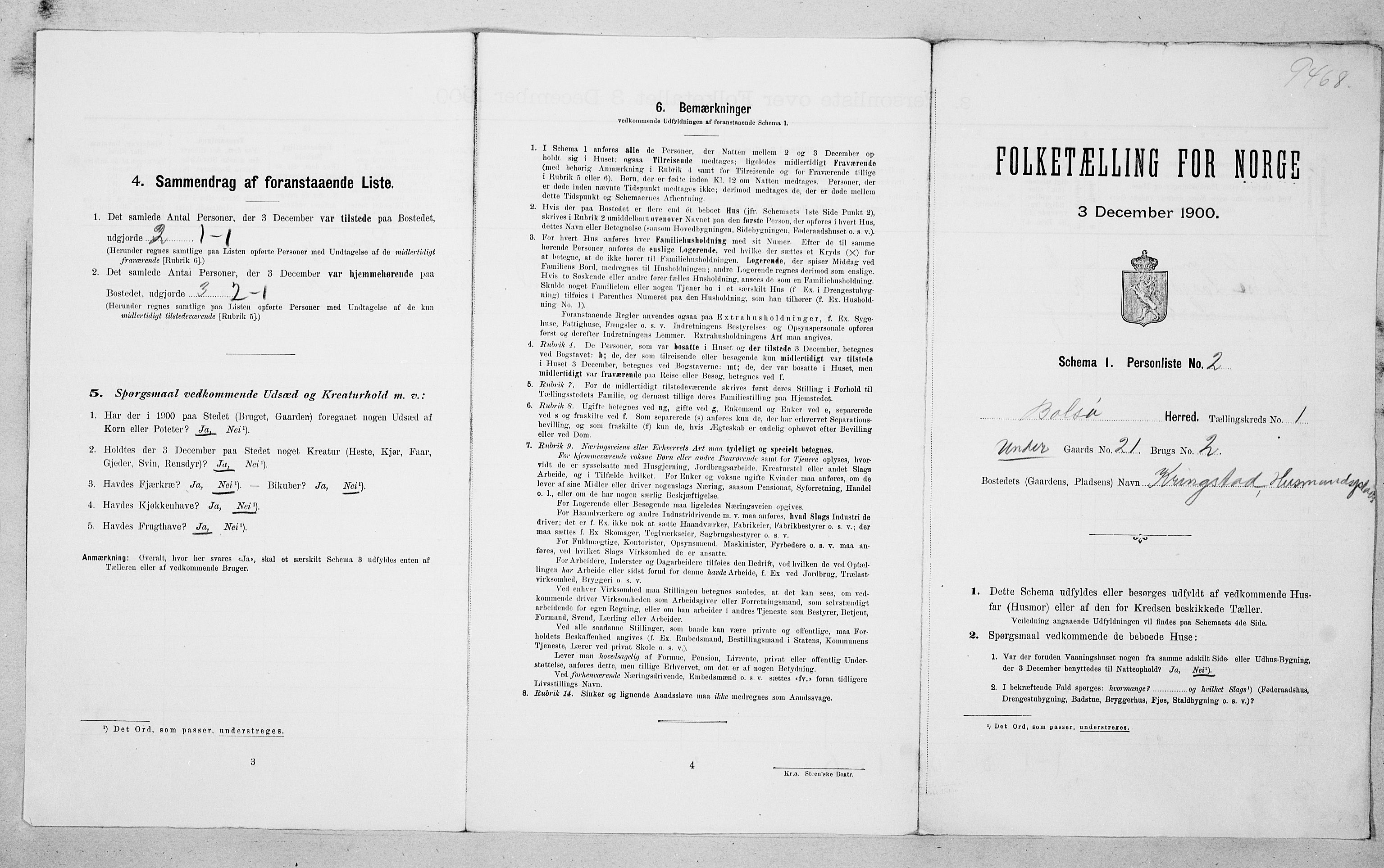 SAT, 1900 census for Bolsøy, 1900, p. 94