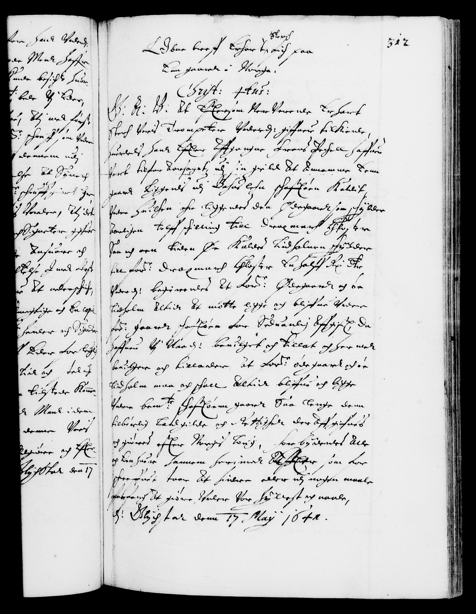 Danske Kanselli 1572-1799, AV/RA-EA-3023/F/Fc/Fca/Fcaa/L0006: Norske registre (mikrofilm), 1637-1642, p. 312a