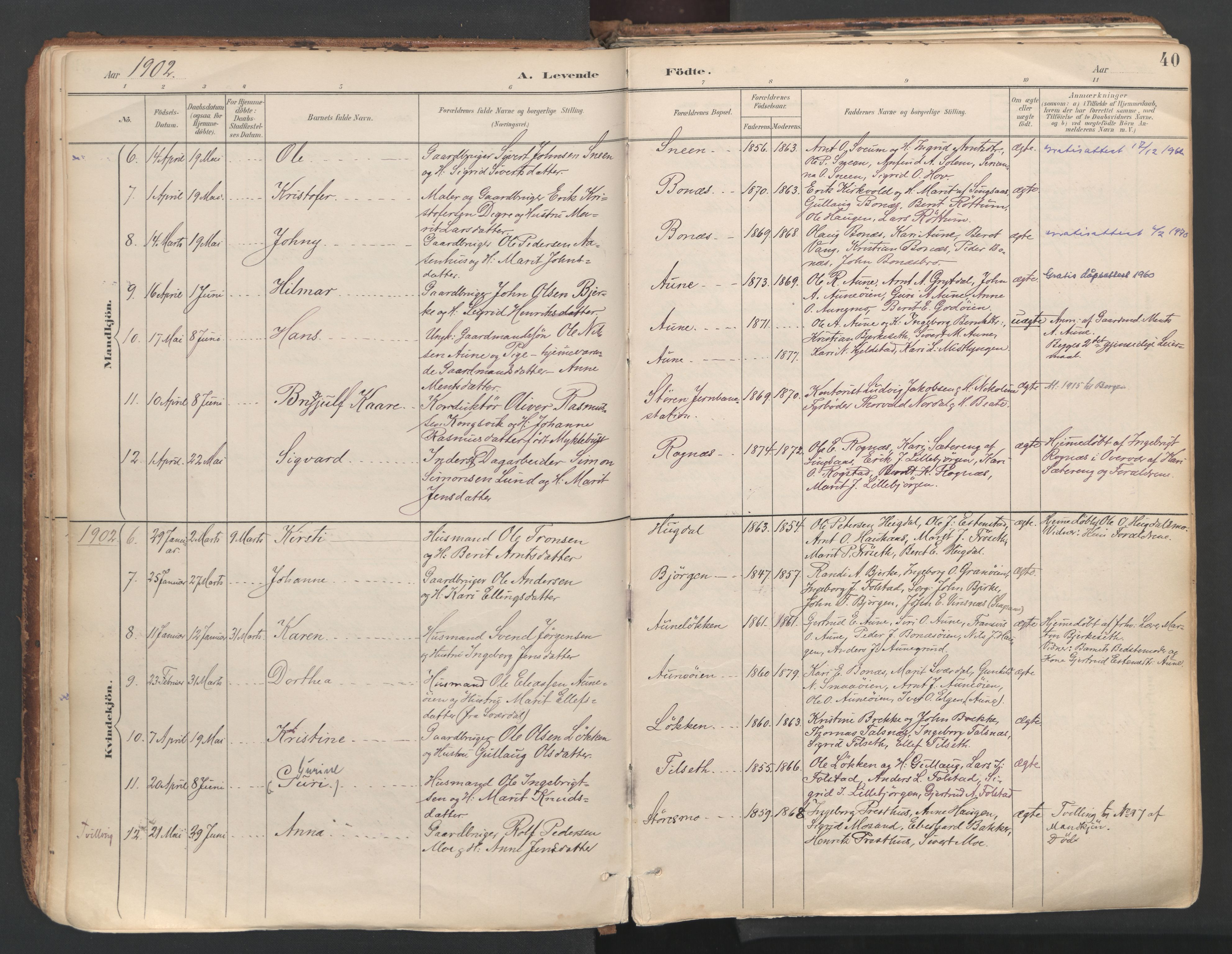 Ministerialprotokoller, klokkerbøker og fødselsregistre - Sør-Trøndelag, SAT/A-1456/687/L1004: Parish register (official) no. 687A10, 1891-1923, p. 40