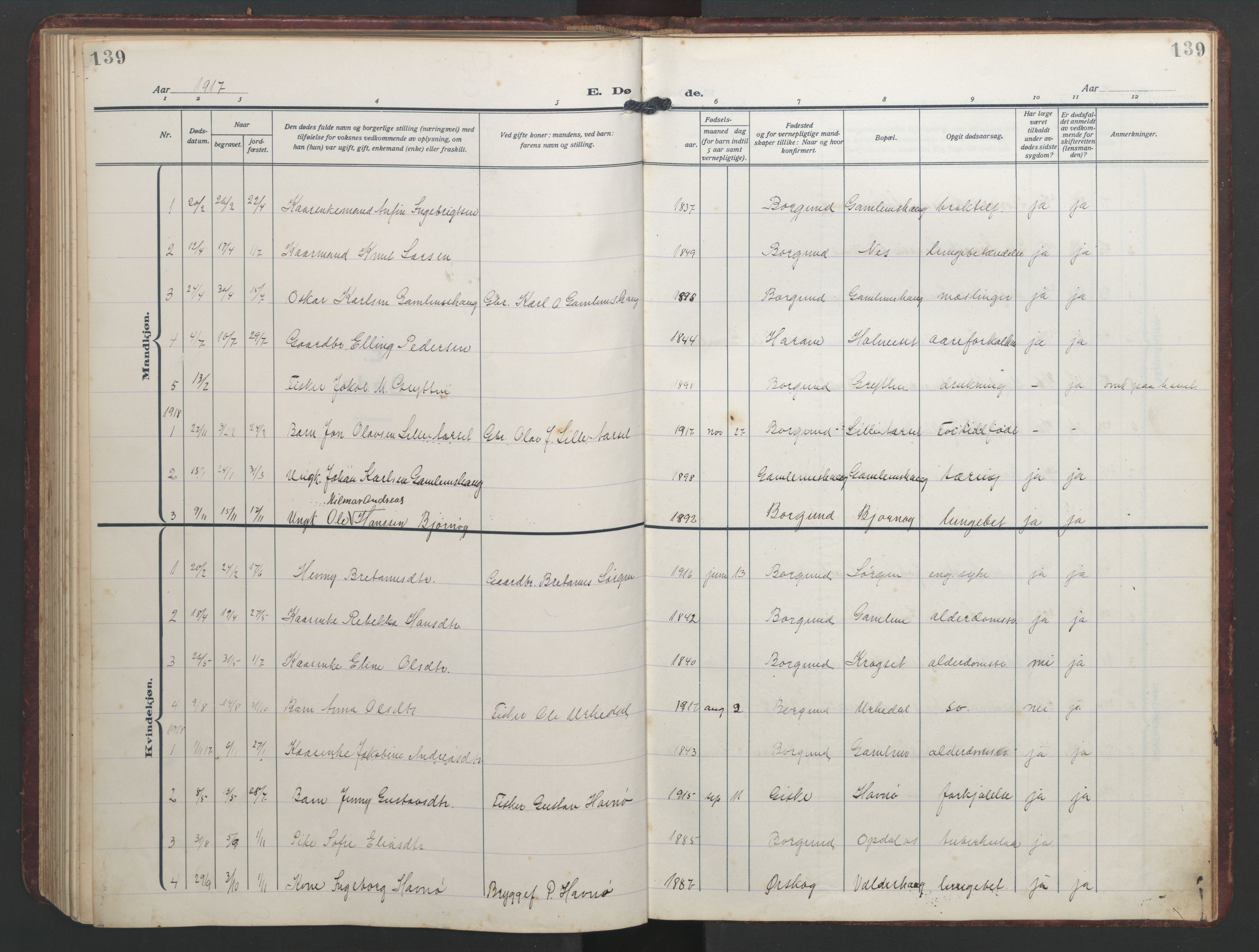 Ministerialprotokoller, klokkerbøker og fødselsregistre - Møre og Romsdal, SAT/A-1454/526/L0384: Parish register (copy) no. 526C01, 1917-1952, p. 139