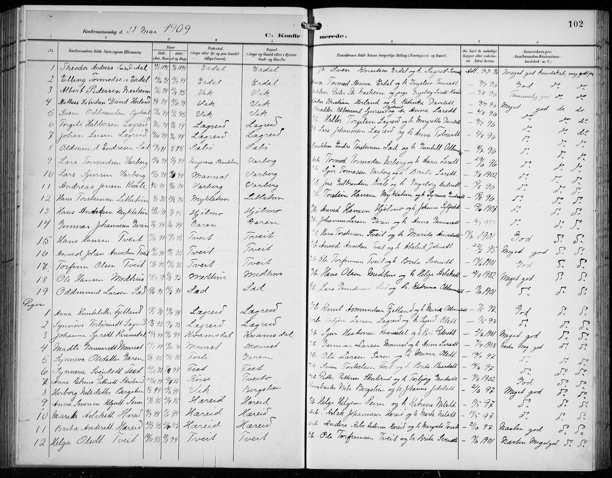 Ullensvang sokneprestembete, SAB/A-78701/H/Hab: Parish register (copy) no. C  3, 1899-1932, p. 102