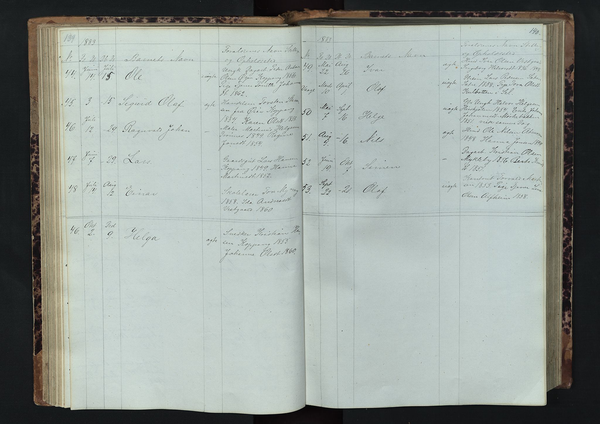 Stor-Elvdal prestekontor, AV/SAH-PREST-052/H/Ha/Hab/L0001: Parish register (copy) no. 1 /1, 1860-1894, p. 139-140