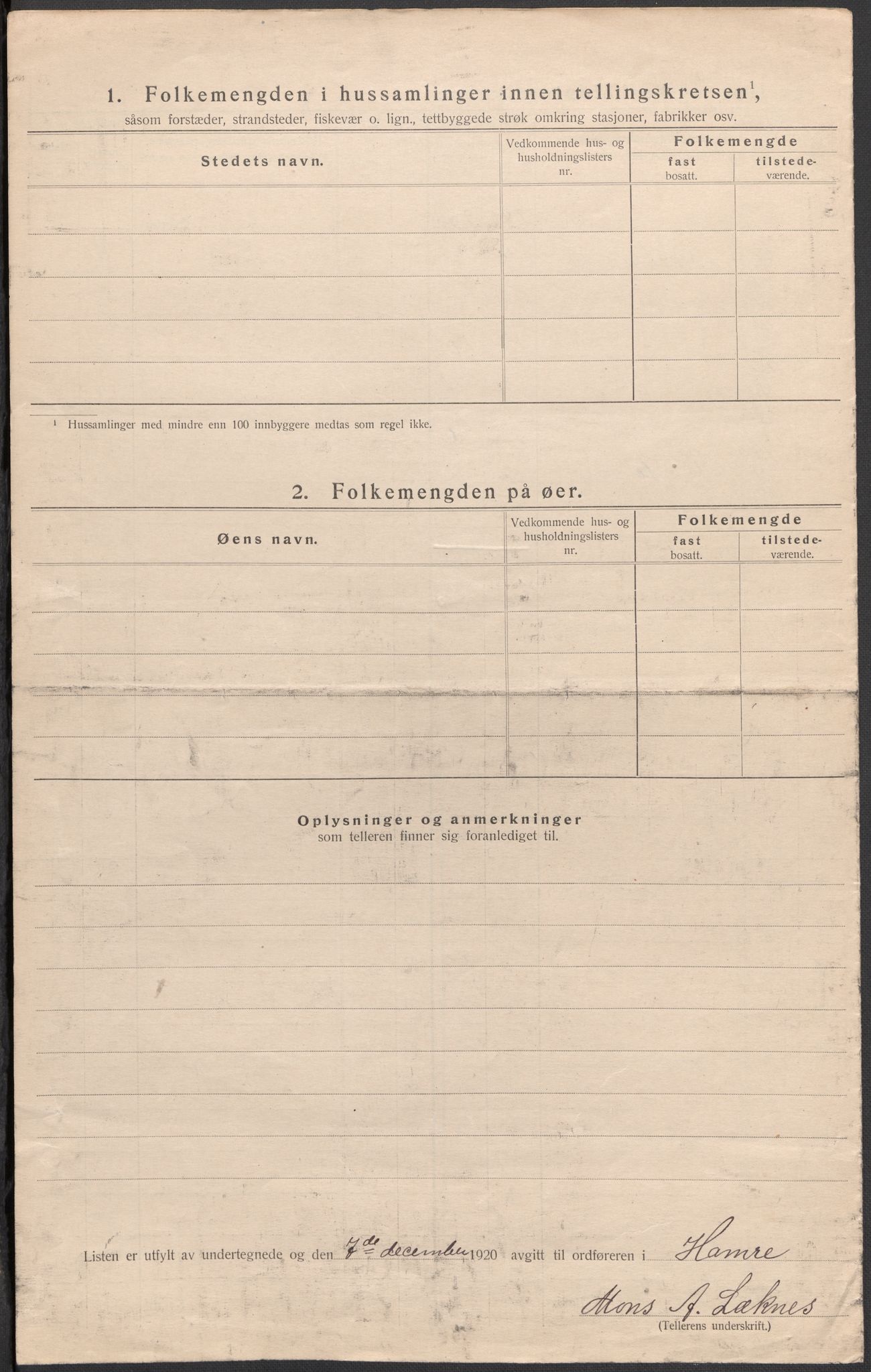 SAB, 1920 census for Hamre, 1920, p. 12