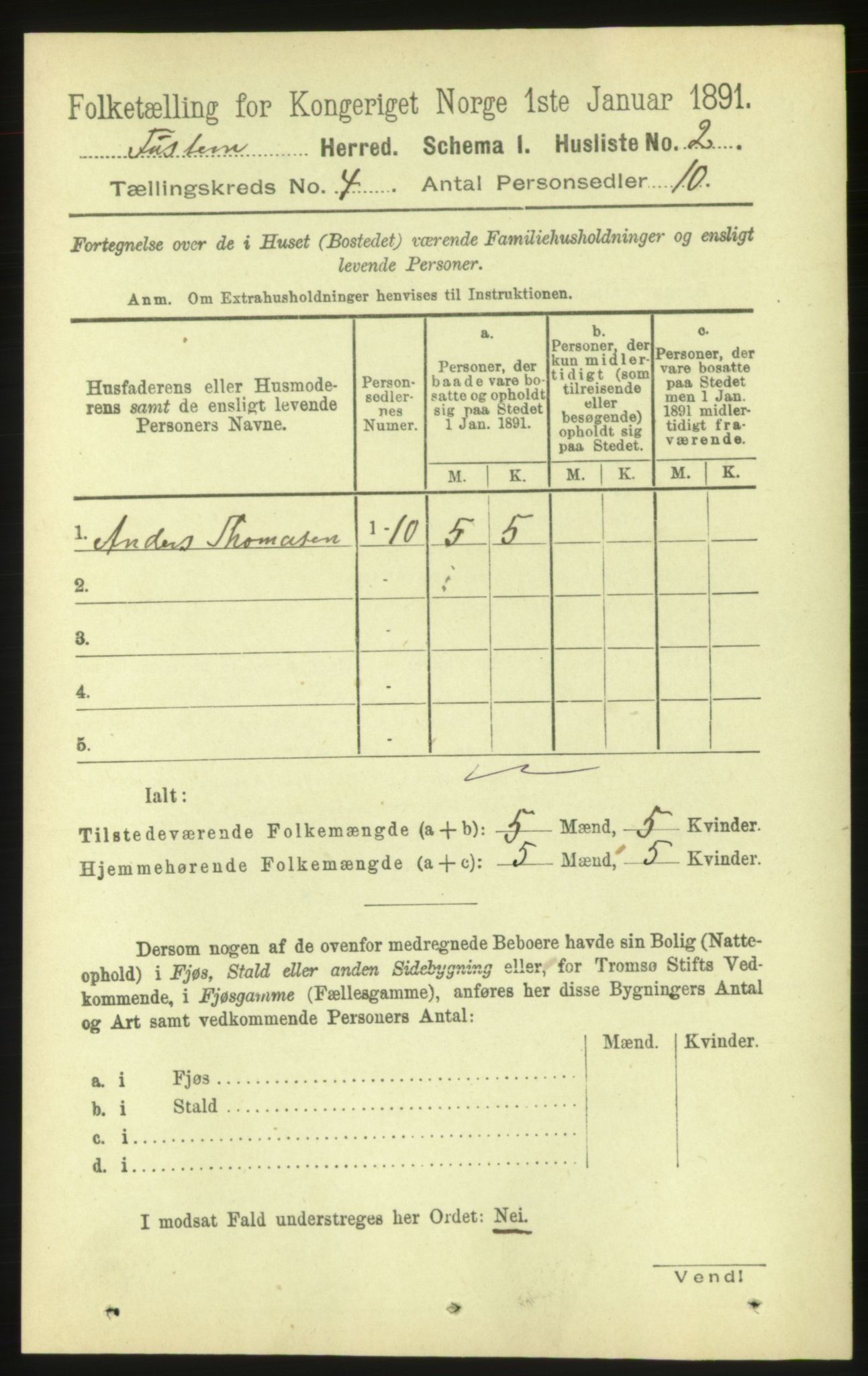 RA, 1891 census for 1572 Tustna, 1891, p. 1347