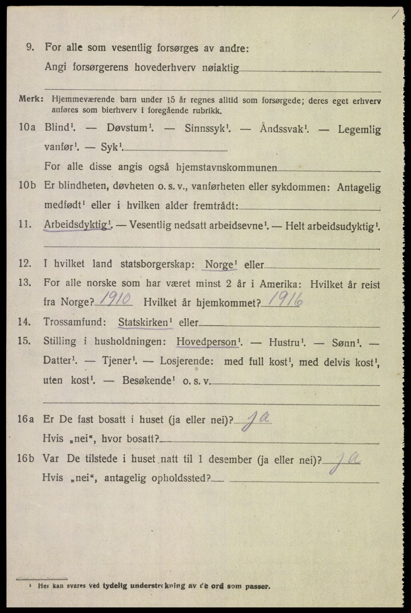 SAK, 1920 census for Holum, 1920, p. 2122