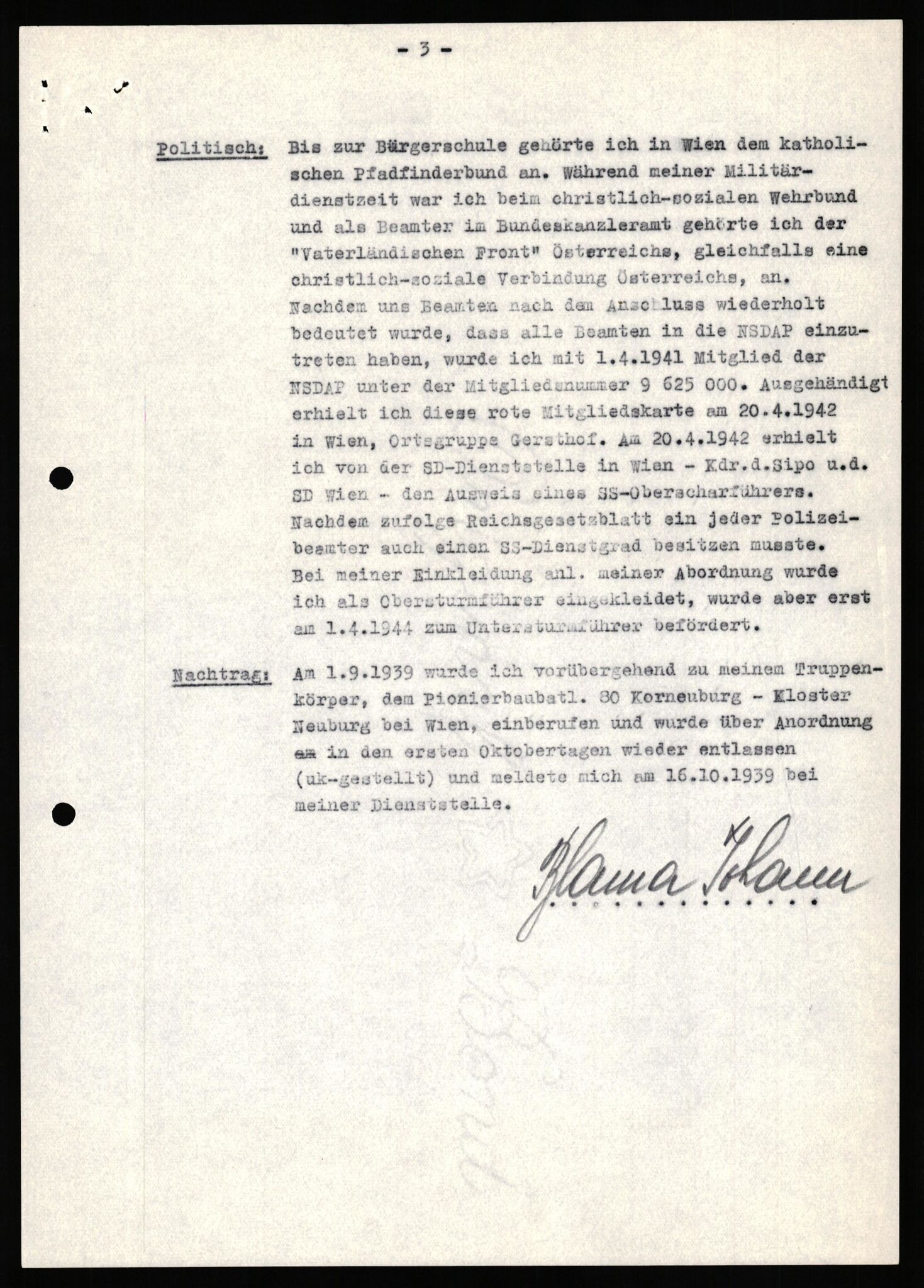 Forsvaret, Forsvarets overkommando II, RA/RAFA-3915/D/Db/L0038: CI Questionaires. Tyske okkupasjonsstyrker i Norge. Østerrikere., 1945-1946, p. 103