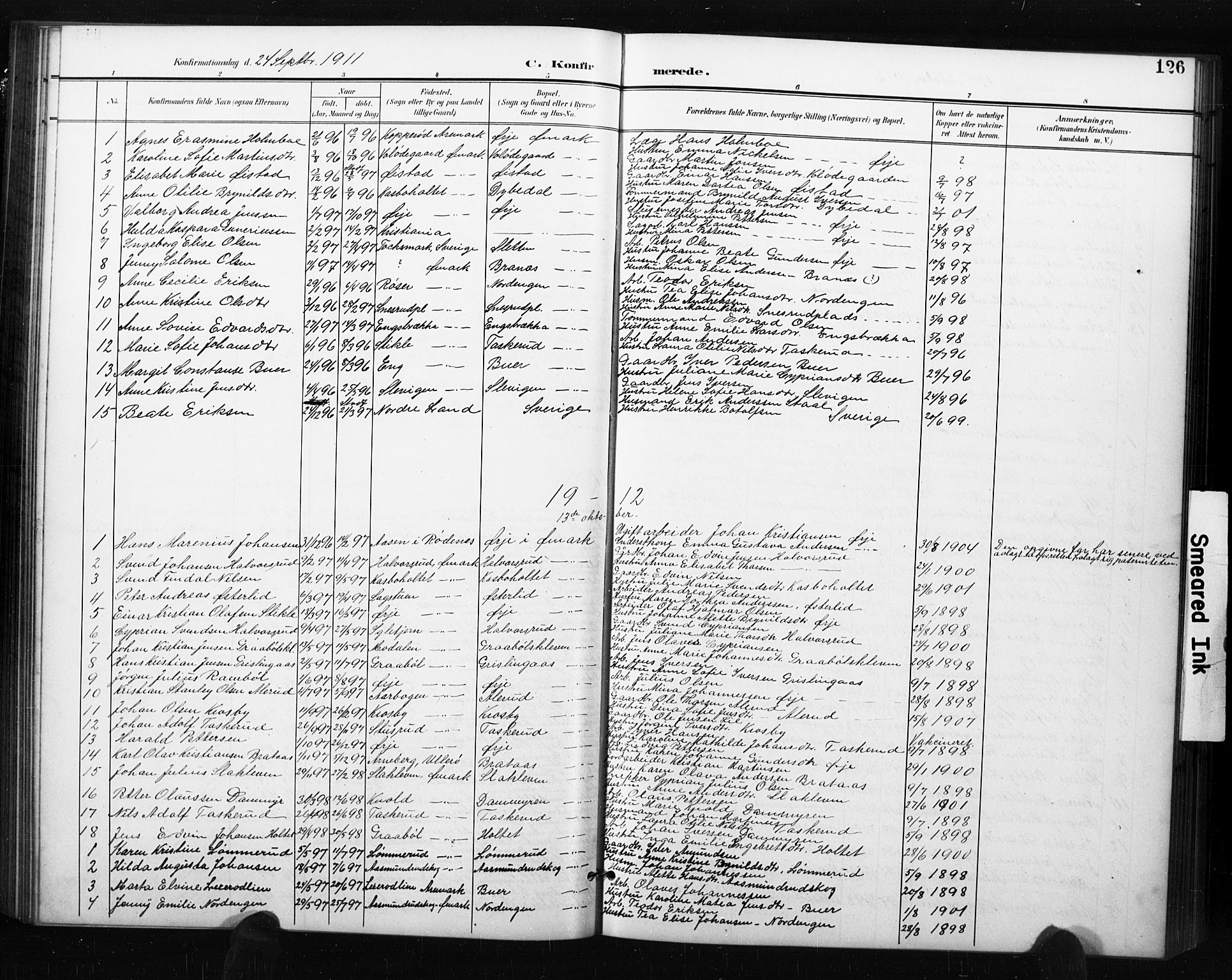 Aremark prestekontor Kirkebøker, SAO/A-10899/G/Gb/L0001: Parish register (copy) no. II 1, 1901-1927, p. 126
