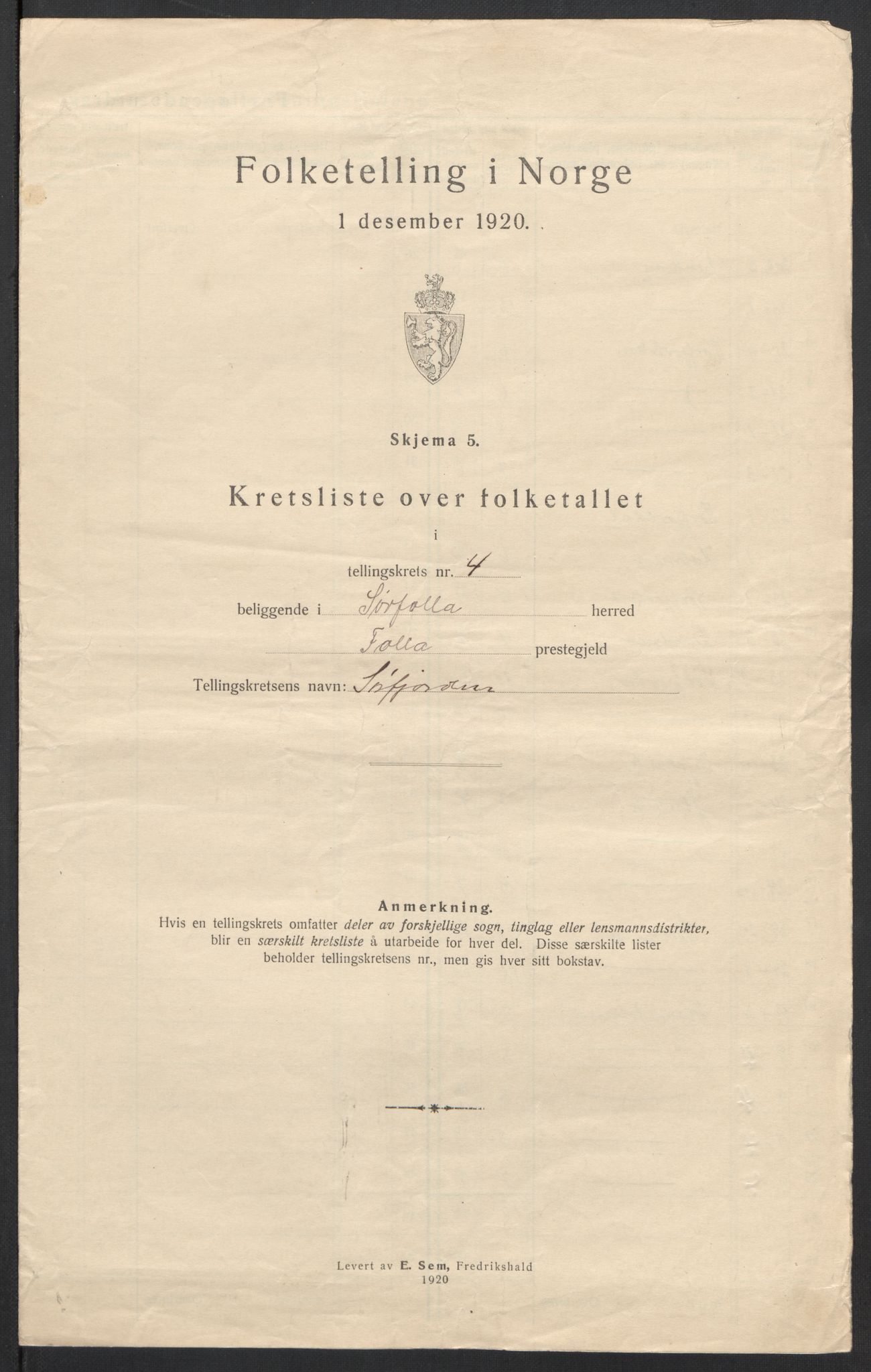 SAT, 1920 census for Sørfold, 1920, p. 15