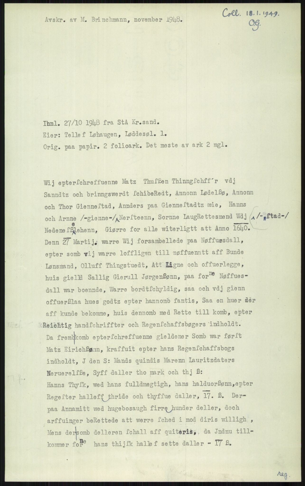 Samlinger til kildeutgivelse, Diplomavskriftsamlingen, AV/RA-EA-4053/H/Ha, p. 3165