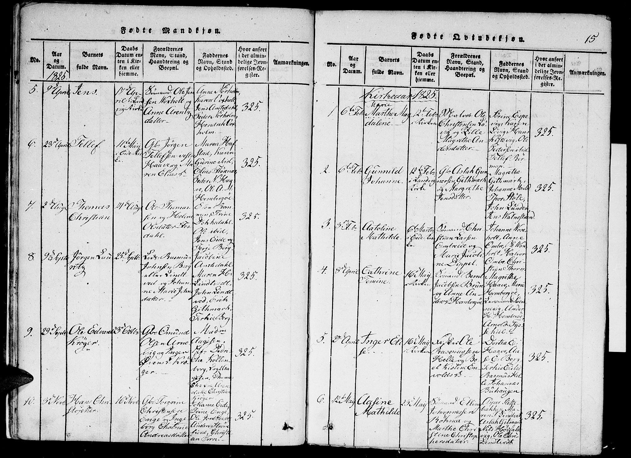 Hommedal sokneprestkontor, AV/SAK-1111-0023/F/Fa/Faa/L0001: Parish register (official) no. A 1, 1816-1860, p. 15