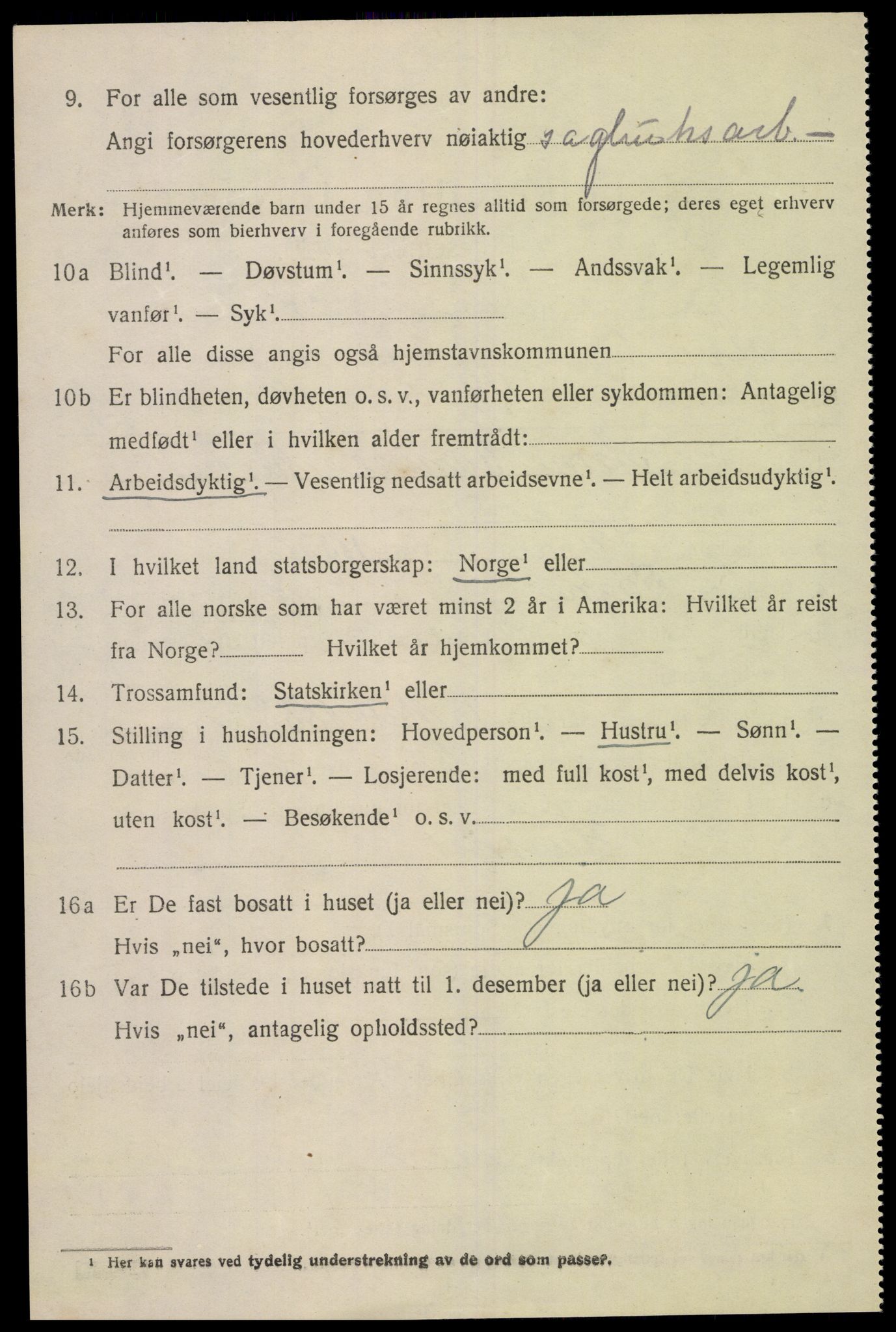 SAK, 1920 census for Tveit, 1920, p. 2423