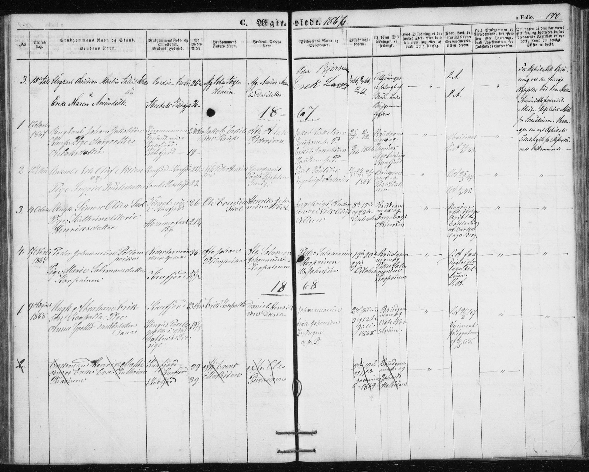 Alta sokneprestkontor, SATØ/S-1338/H/Hb/L0002.klokk: Parish register (copy) no. 2, 1856-1880, p. 170