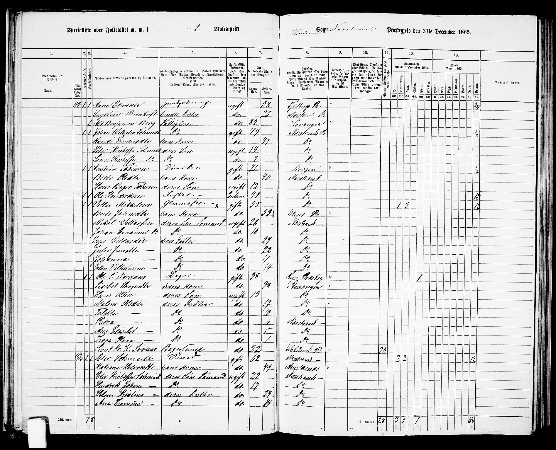 RA, 1865 census for Nedstrand, 1865, p. 38