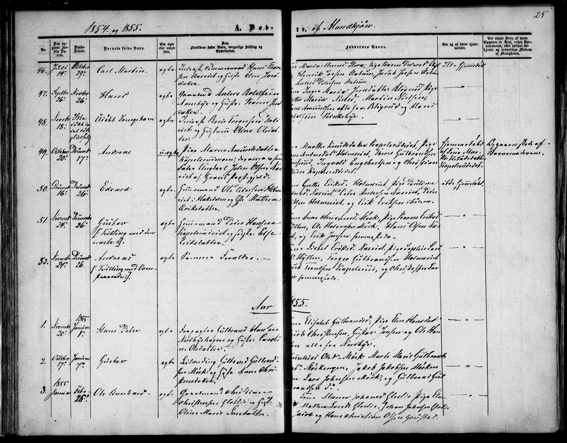 Nittedal prestekontor Kirkebøker, SAO/A-10365a/F/Fa/L0005: Parish register (official) no. I 5, 1850-1862, p. 25