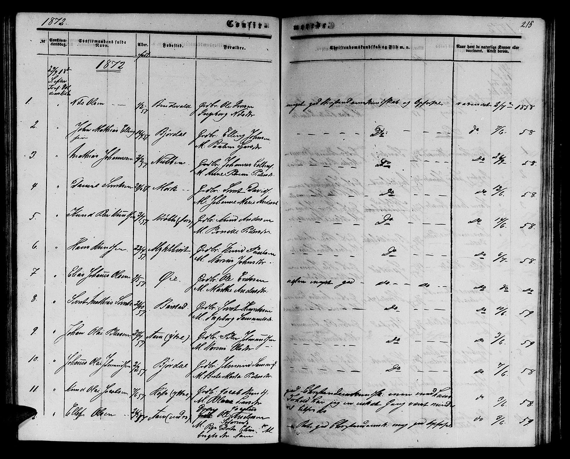 Ministerialprotokoller, klokkerbøker og fødselsregistre - Møre og Romsdal, AV/SAT-A-1454/513/L0188: Parish register (copy) no. 513C02, 1865-1882, p. 215