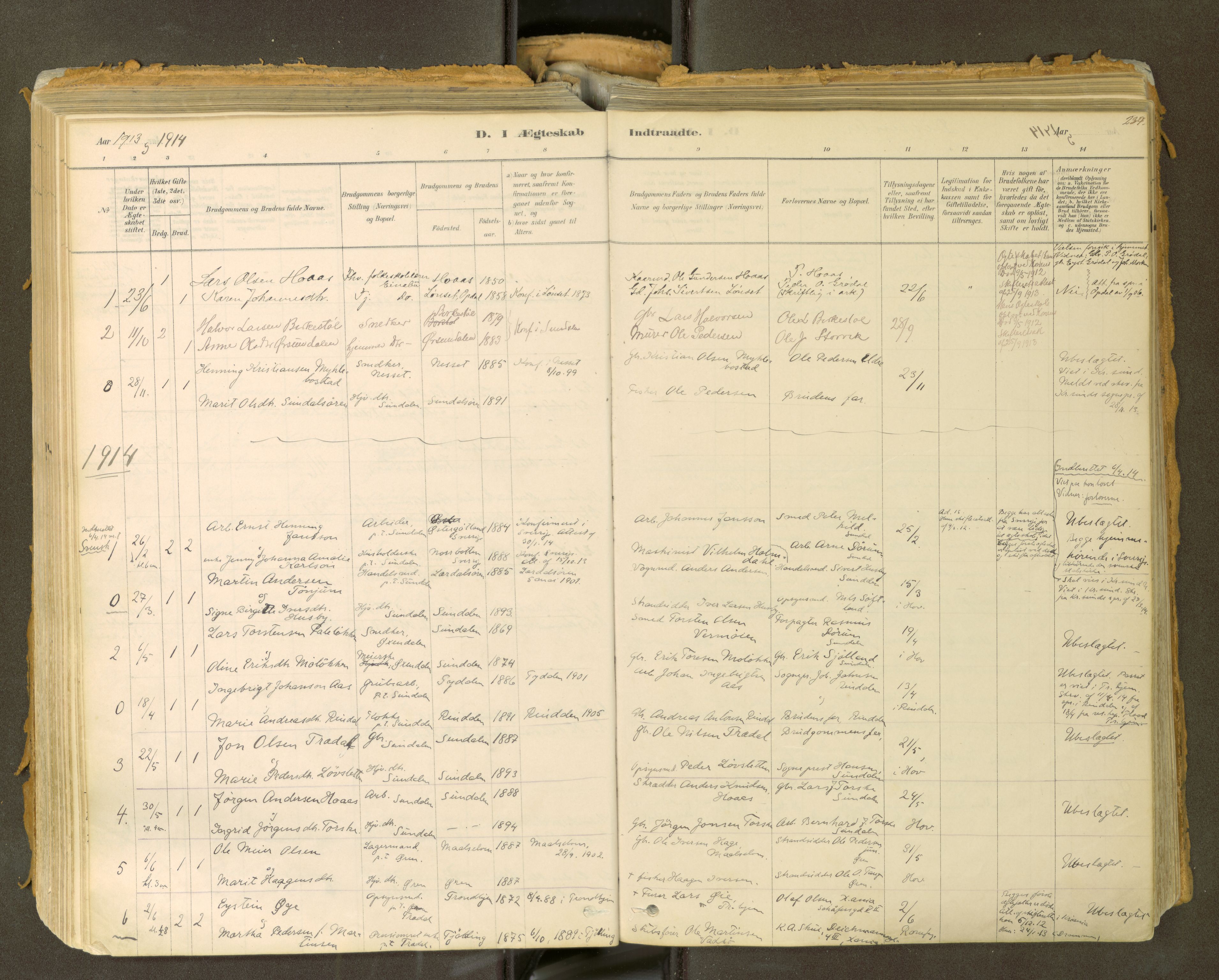 Sunndal sokneprestkontor, SAT/A-1085/1/I/I1/I1a: Parish register (official) no. 2, 1877-1914, p. 234