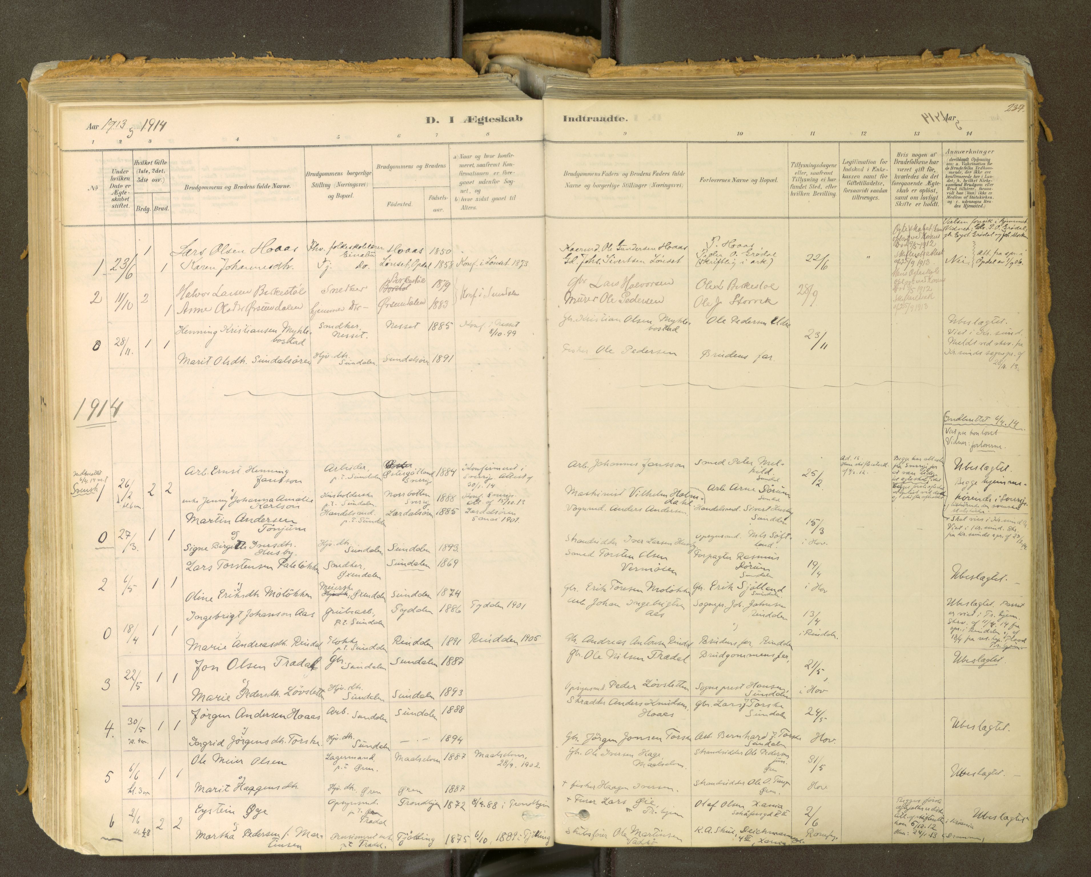 Sunndal sokneprestkontor, AV/SAT-A-1085/1/I/I1/I1a: Parish register (official) no. 2, 1877-1914, p. 234