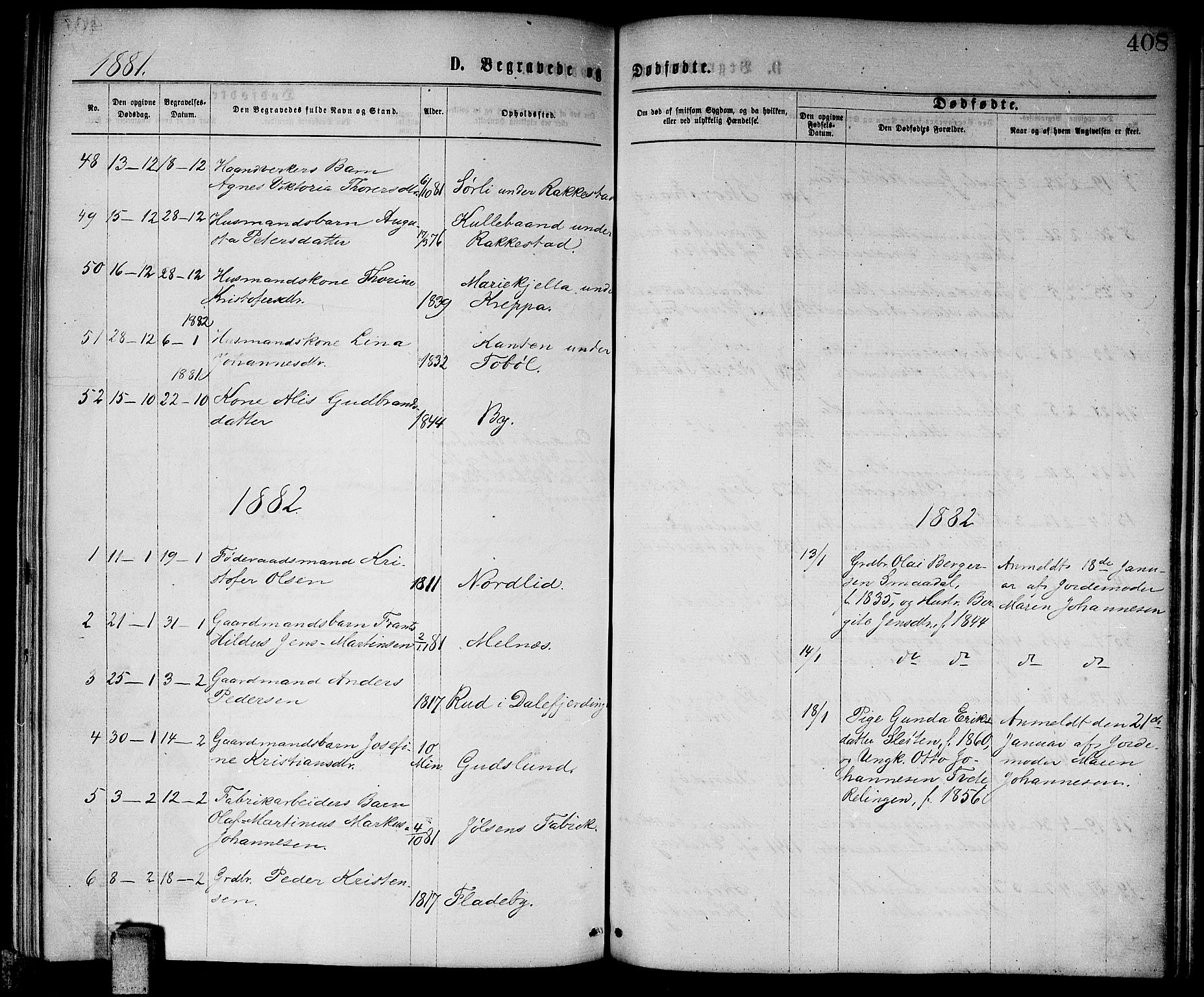 Enebakk prestekontor Kirkebøker, SAO/A-10171c/G/Ga/L0005: Parish register (copy) no. I 5, 1867-1888, p. 408