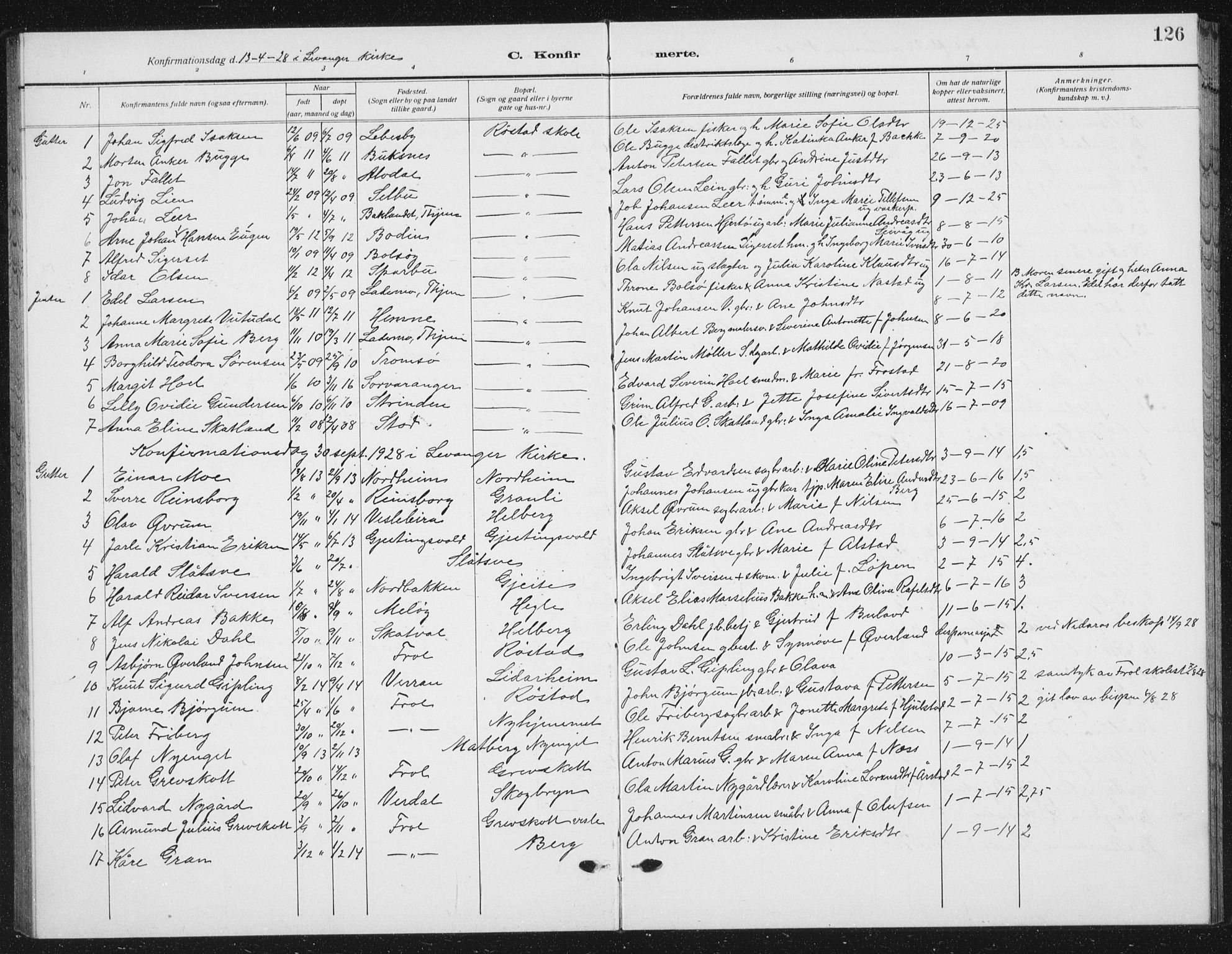 Ministerialprotokoller, klokkerbøker og fødselsregistre - Nord-Trøndelag, SAT/A-1458/721/L0209: Parish register (copy) no. 721C02, 1918-1940, p. 126