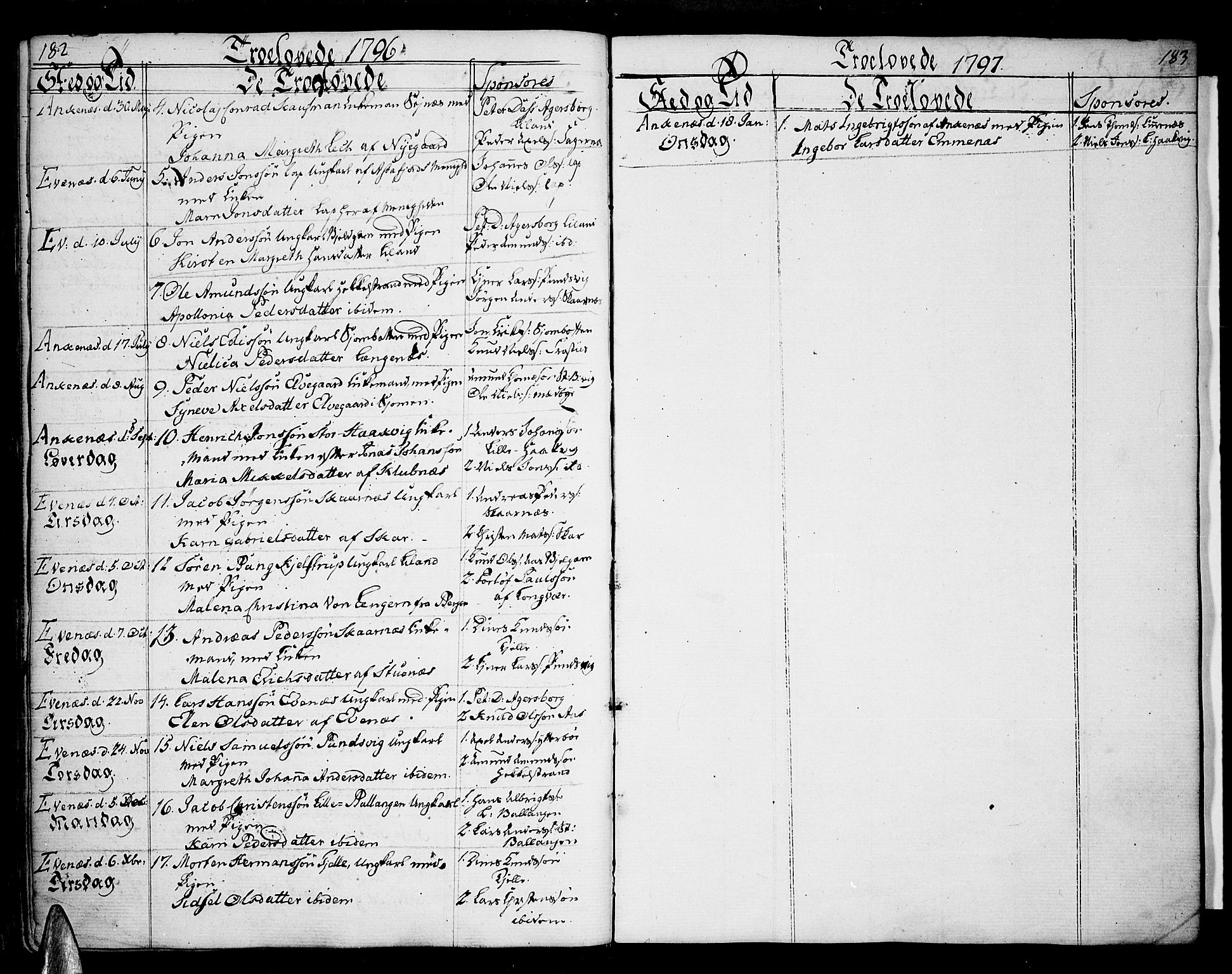 Ministerialprotokoller, klokkerbøker og fødselsregistre - Nordland, SAT/A-1459/863/L0893: Parish register (official) no. 863A05, 1794-1821, p. 182-183