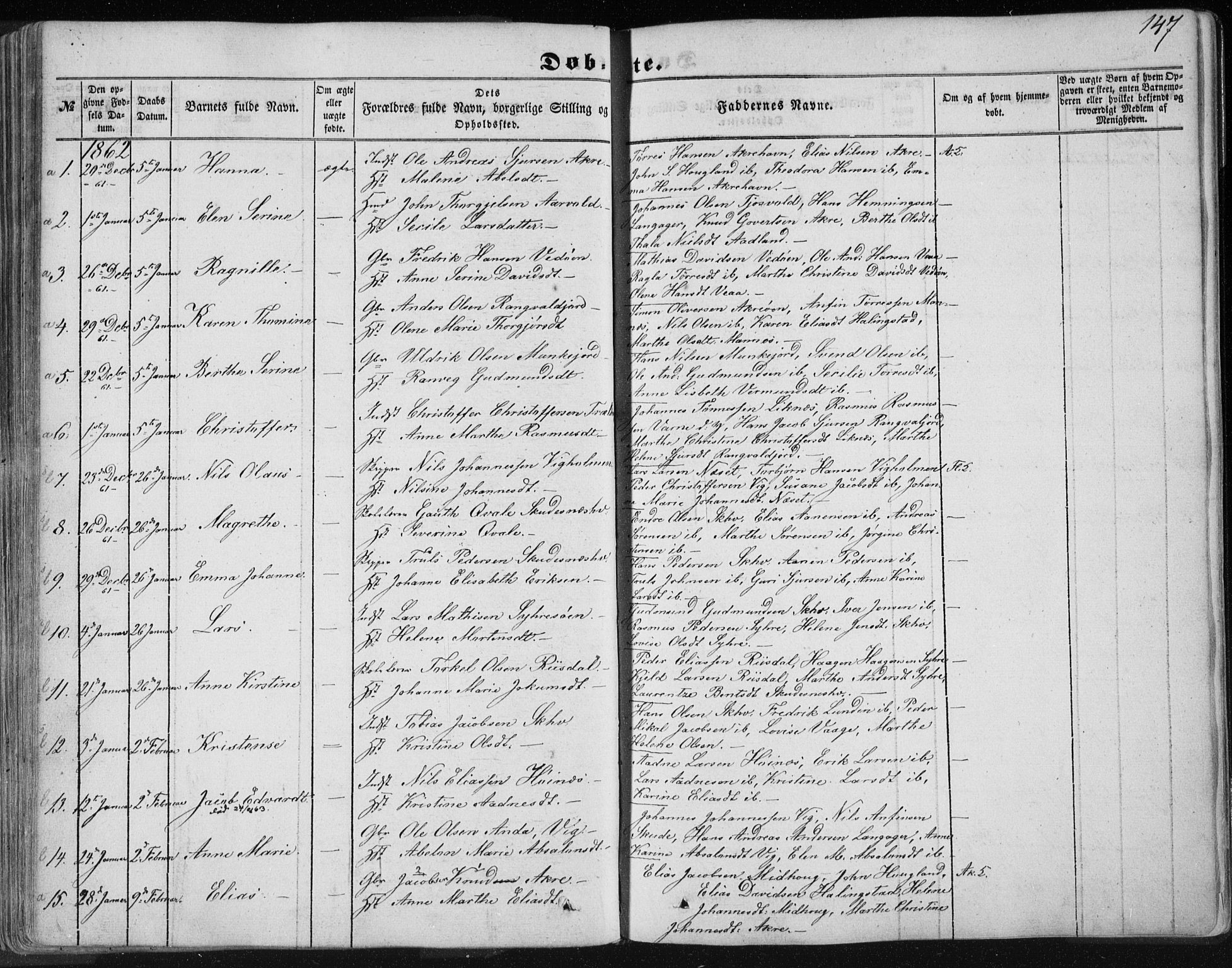 Skudenes sokneprestkontor, AV/SAST-A -101849/H/Ha/Haa/L0004: Parish register (official) no. A 3.1, 1847-1863, p. 147