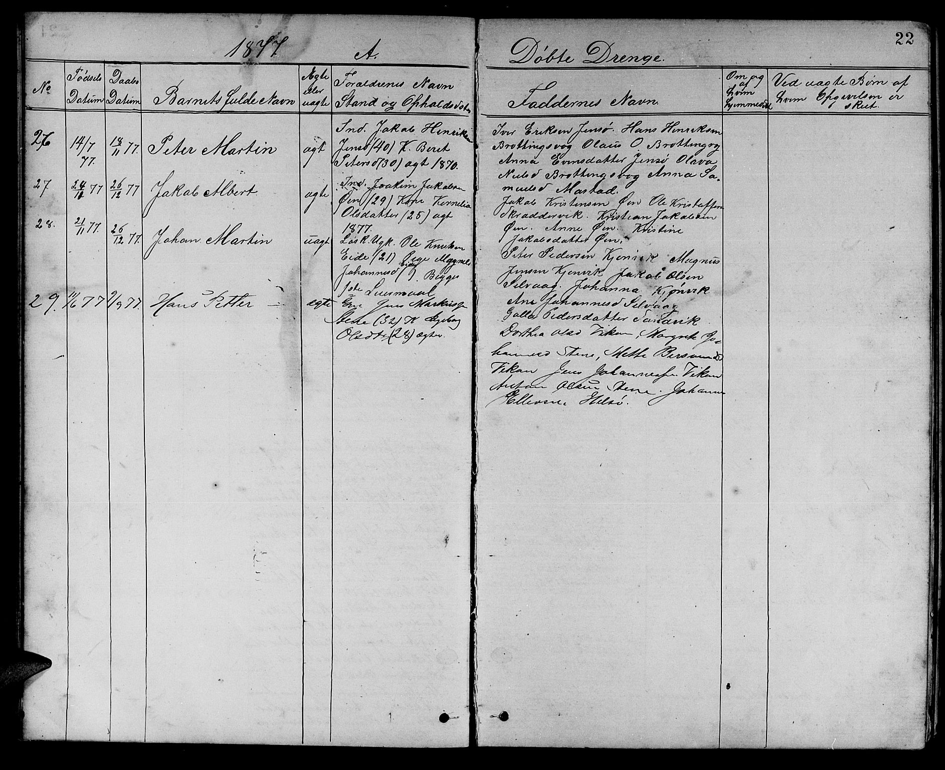 Ministerialprotokoller, klokkerbøker og fødselsregistre - Sør-Trøndelag, SAT/A-1456/637/L0561: Parish register (copy) no. 637C02, 1873-1882, p. 22
