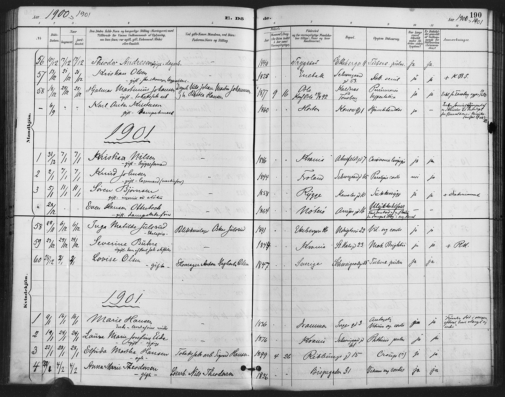 Gamlebyen prestekontor Kirkebøker, SAO/A-10884/F/Fa/L0009: Parish register (official) no. 9, 1888-1909, p. 190