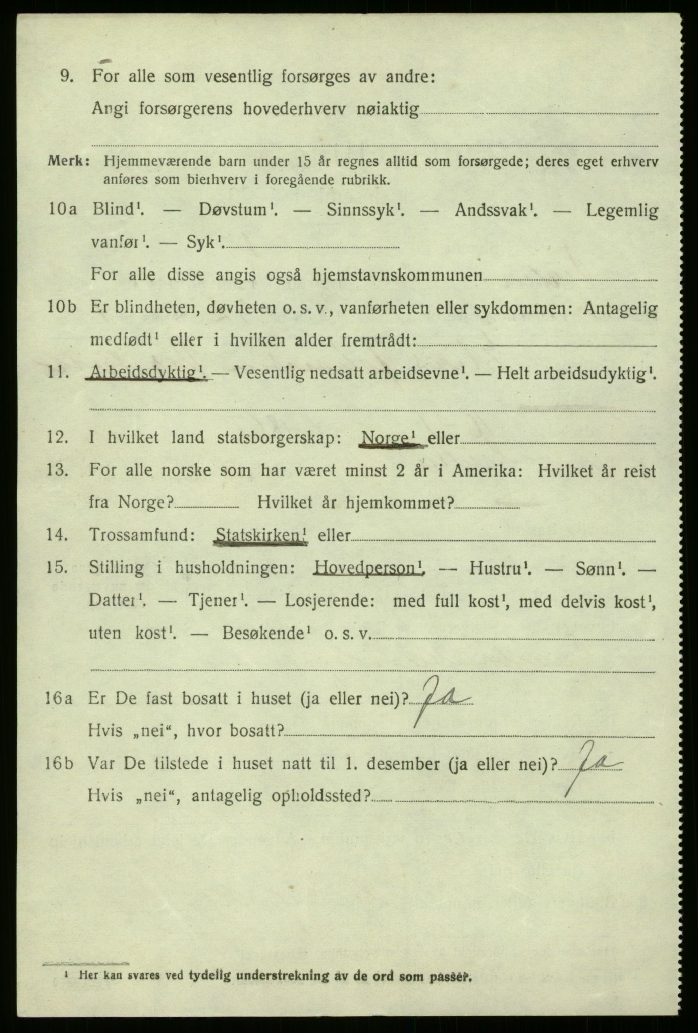 SAB, 1920 census for Gulen, 1920, p. 3496