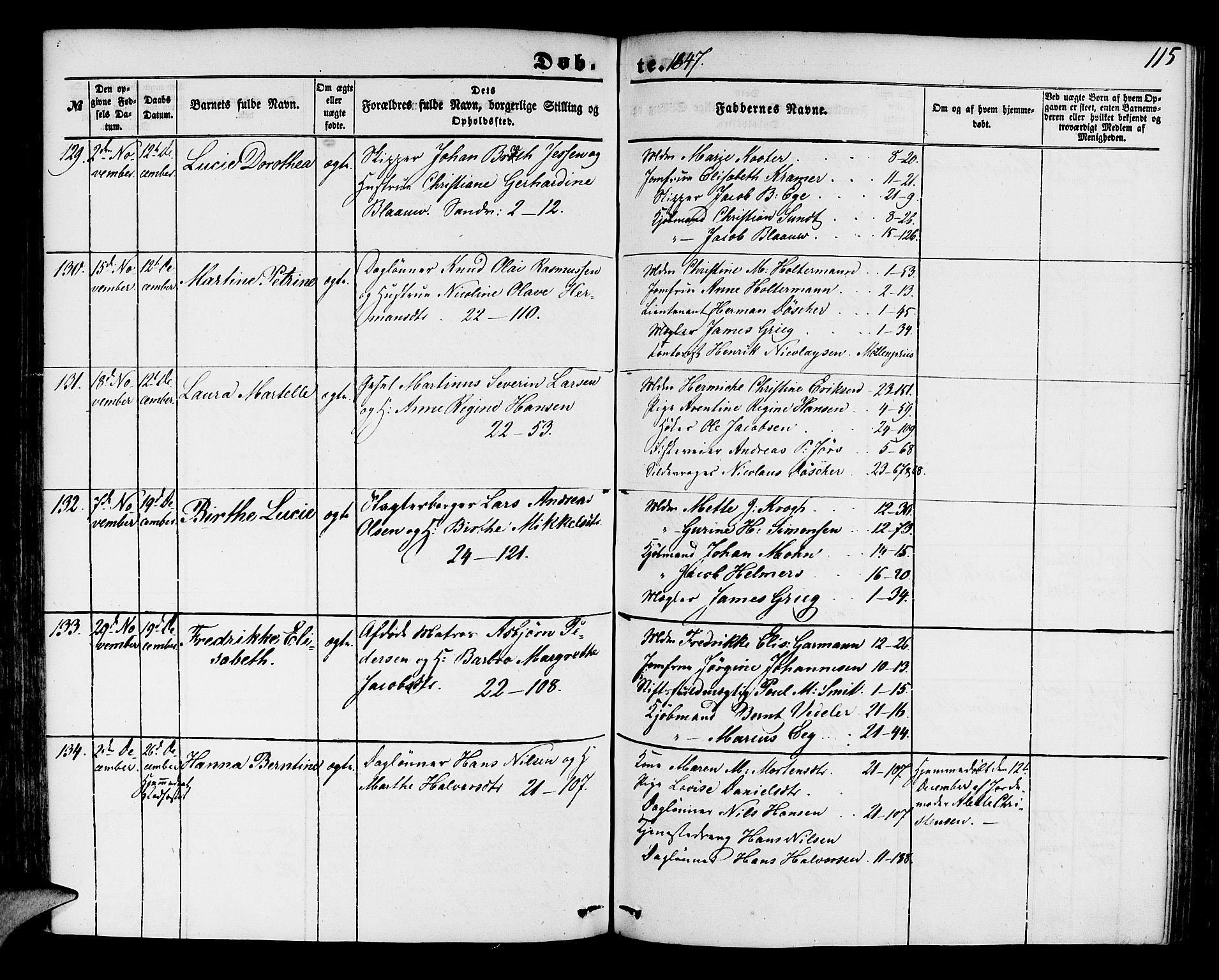 Korskirken sokneprestembete, AV/SAB-A-76101/H/Hab: Parish register (copy) no. B 2, 1847-1853, p. 115