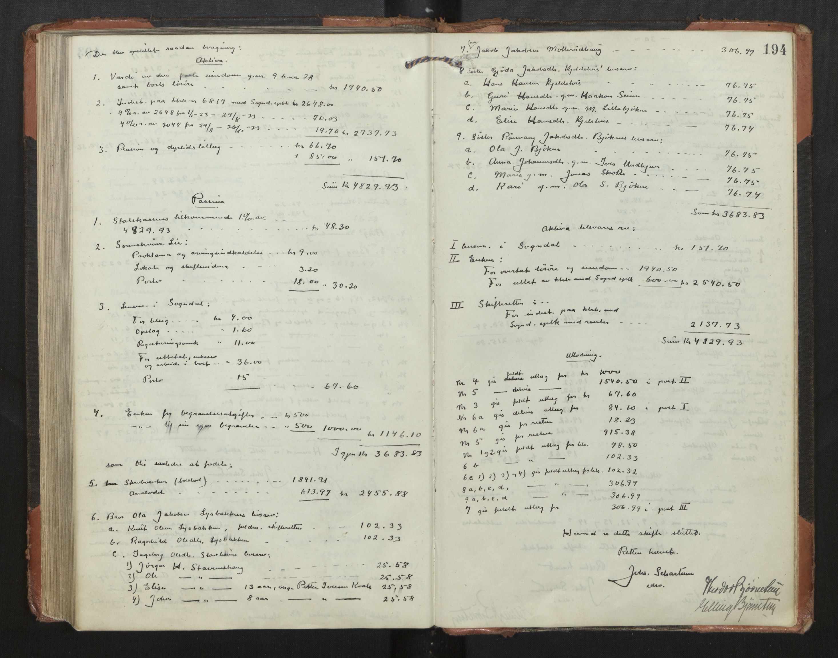 Indre Sogn tingrett, AV/SAB-A-3301/1/H/Hd/L0008: Skifteutlodningsprotokoll 8, 1912-1923, p. 193b-194a