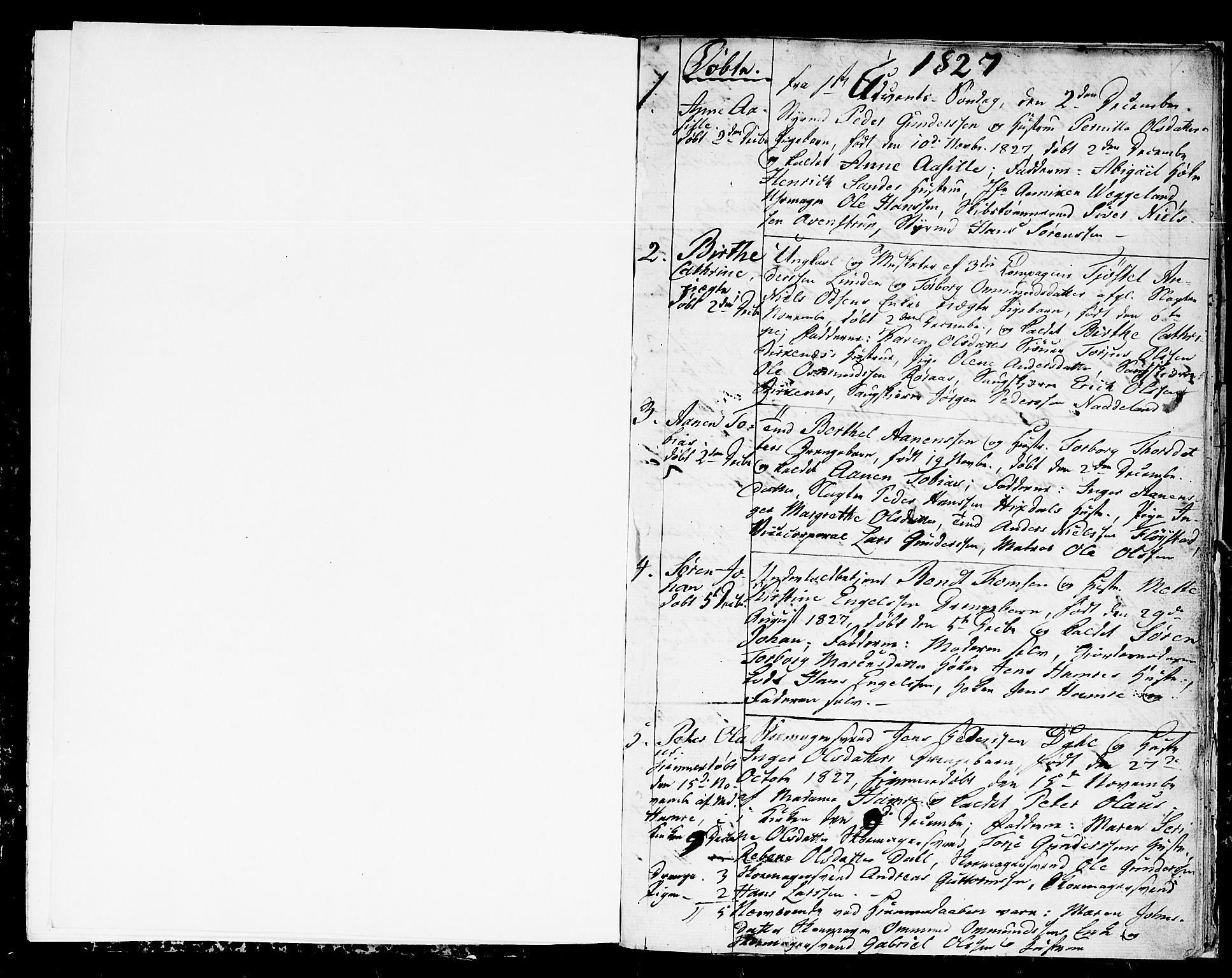 Kristiansand domprosti, SAK/1112-0006/F/Fb/L0005: Parish register (copy) no. B 5, 1827-1828, p. 0-1