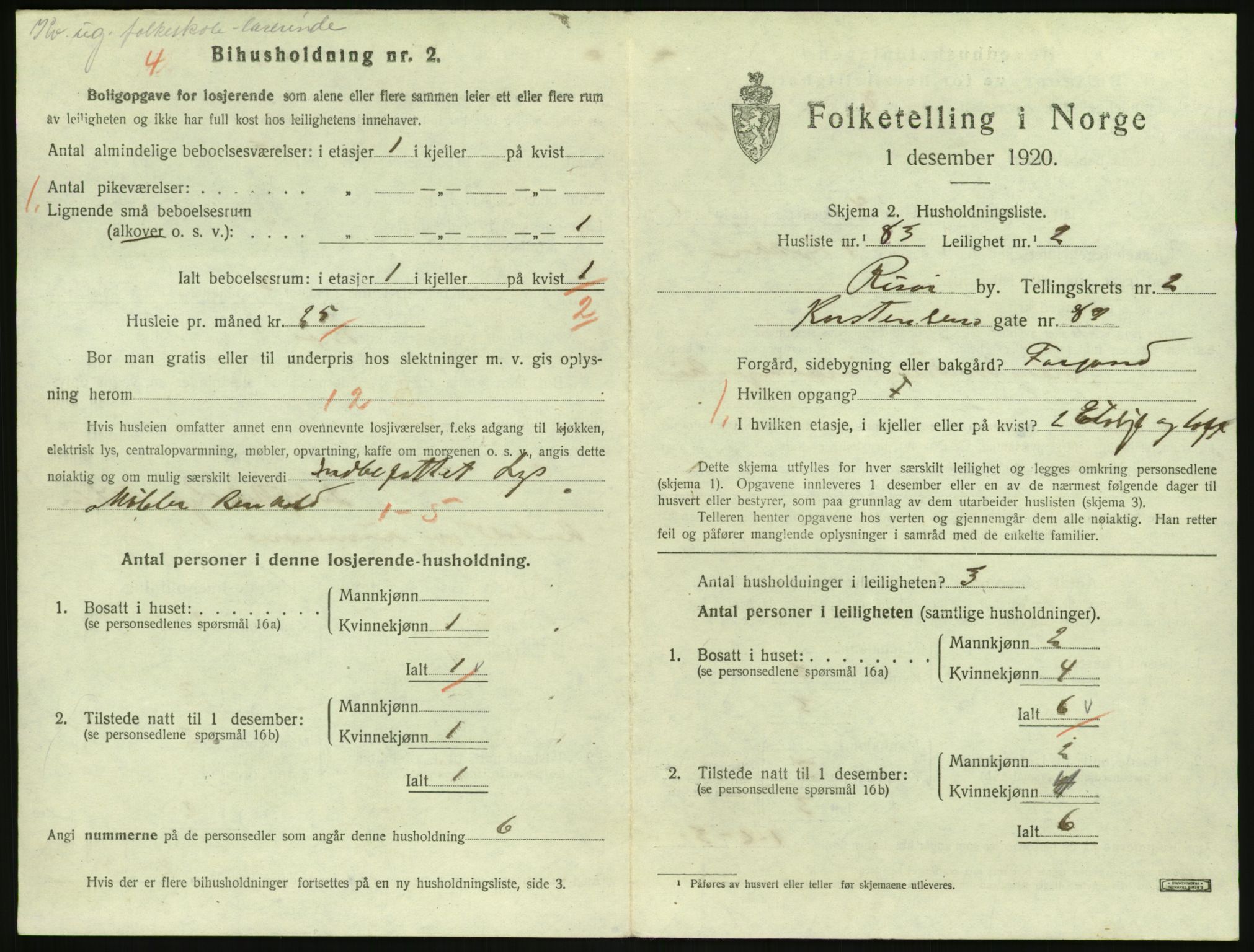 SAK, 1920 census for Risør, 1920, p. 2185