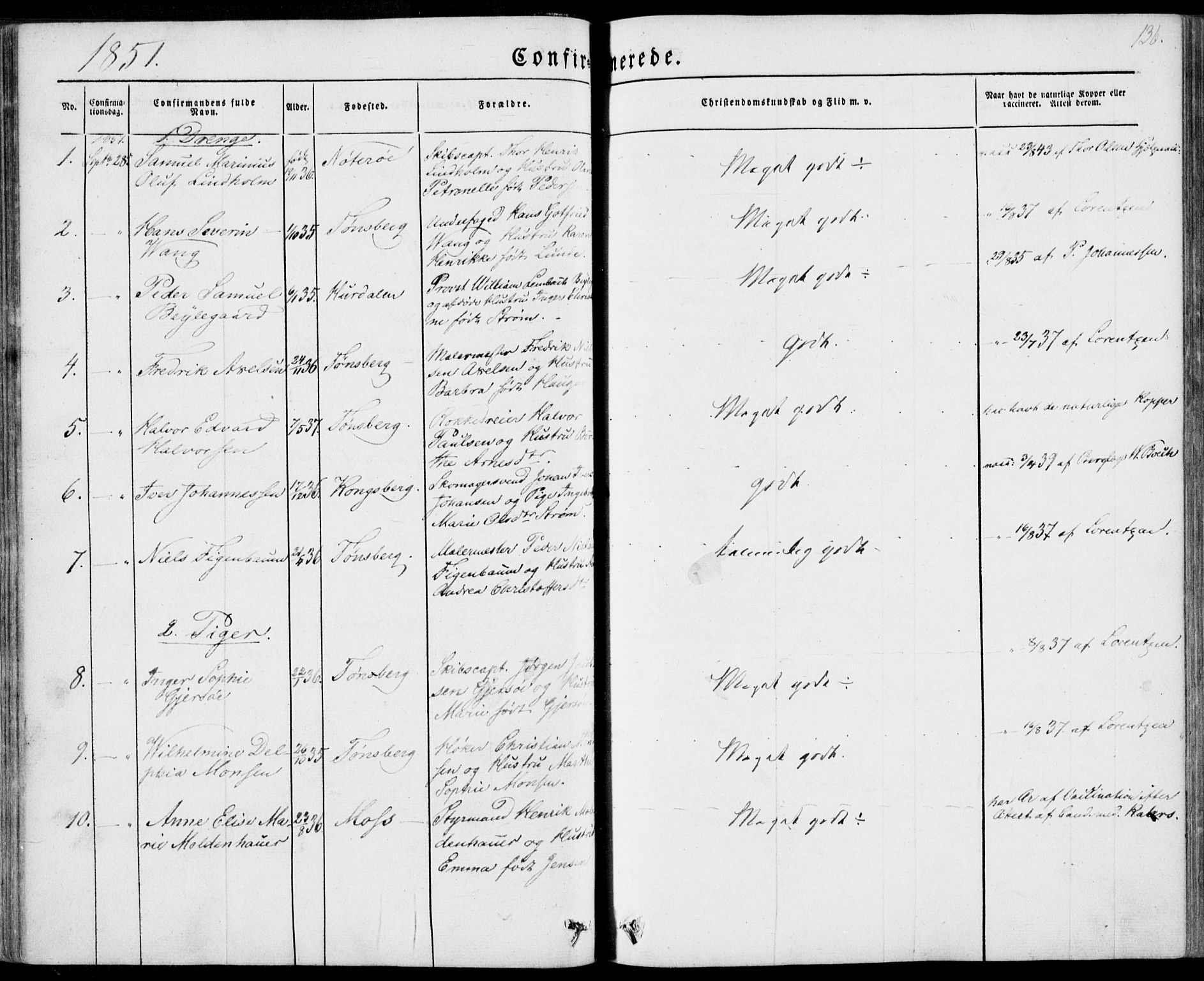 Tønsberg kirkebøker, AV/SAKO-A-330/F/Fa/L0007: Parish register (official) no. I 7, 1845-1854, p. 136