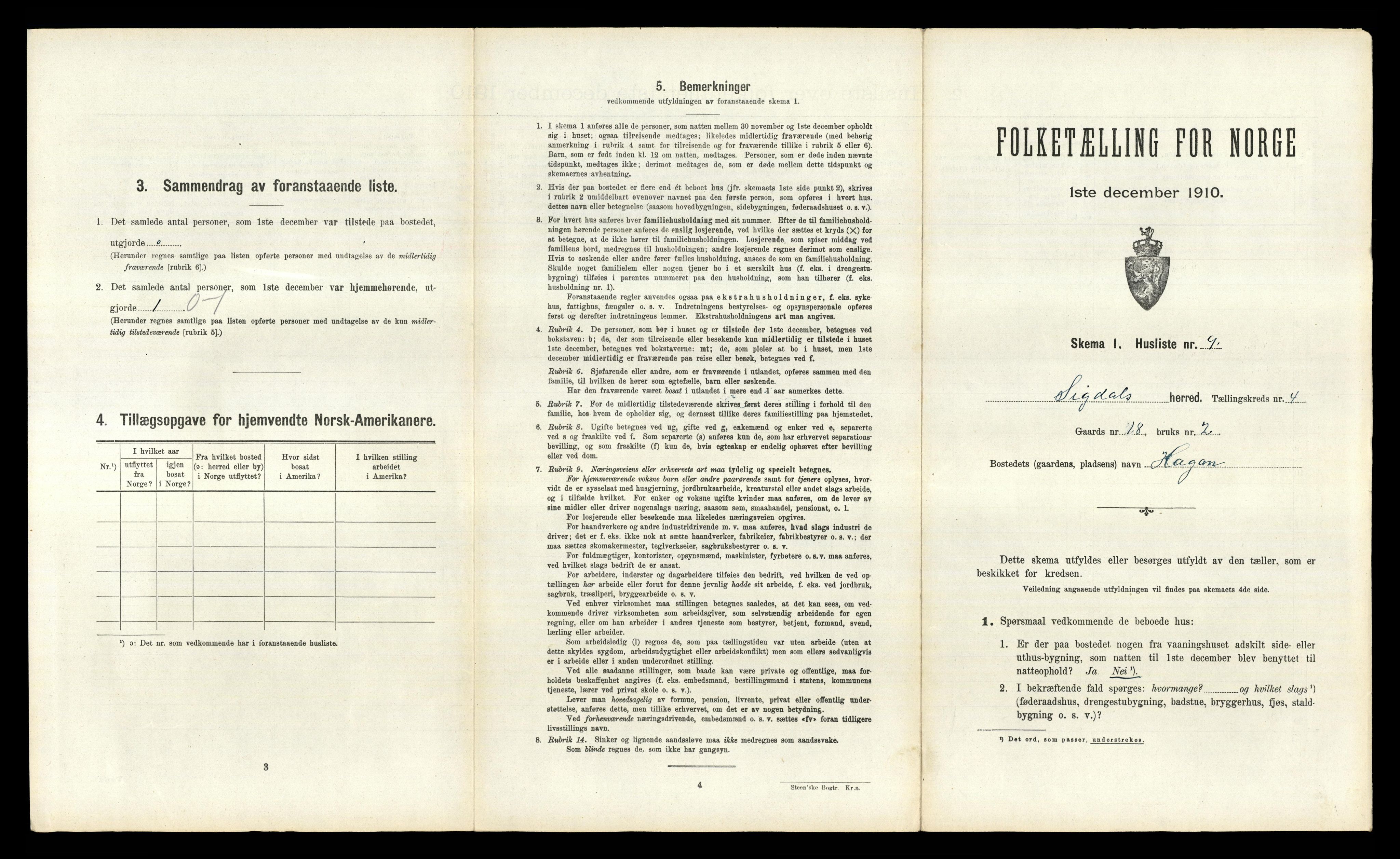 RA, 1910 census for Sigdal, 1910, p. 372