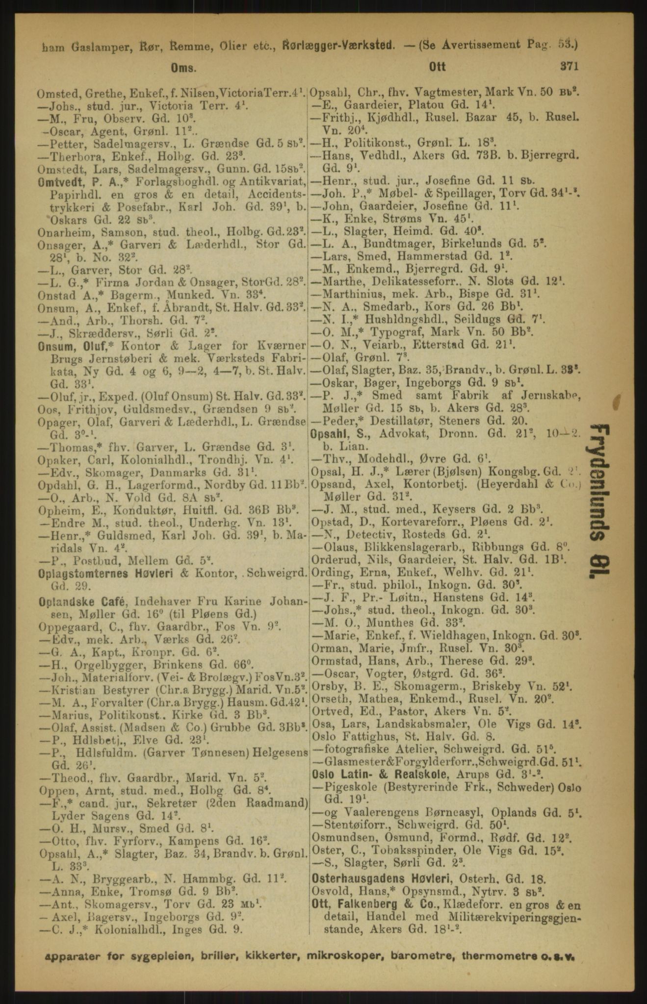 Kristiania/Oslo adressebok, PUBL/-, 1891, p. 371