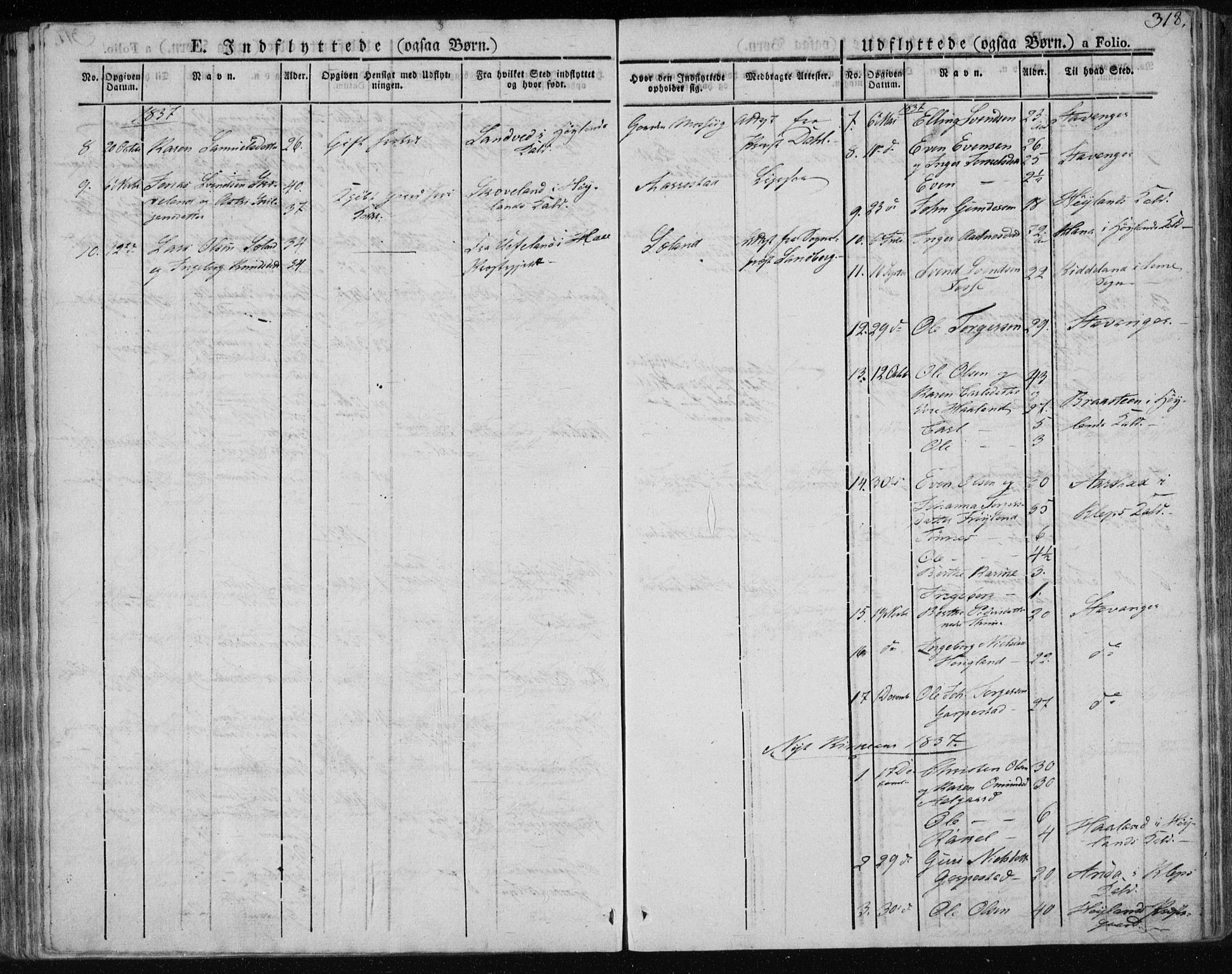 Lye sokneprestkontor, AV/SAST-A-101794/001/30BA/L0004: Parish register (official) no. A 4, 1826-1841, p. 318