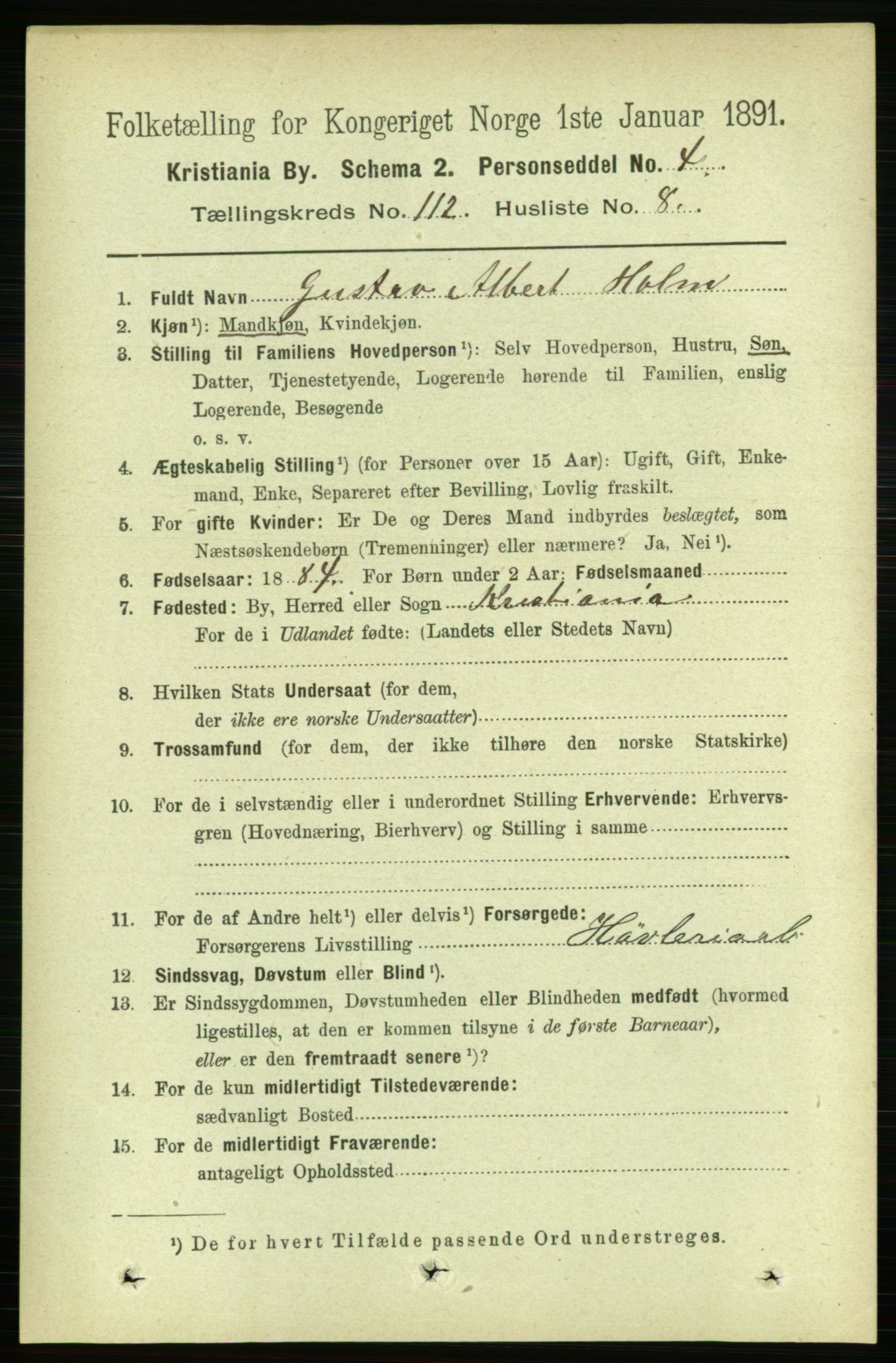 RA, 1891 census for 0301 Kristiania, 1891, p. 59358