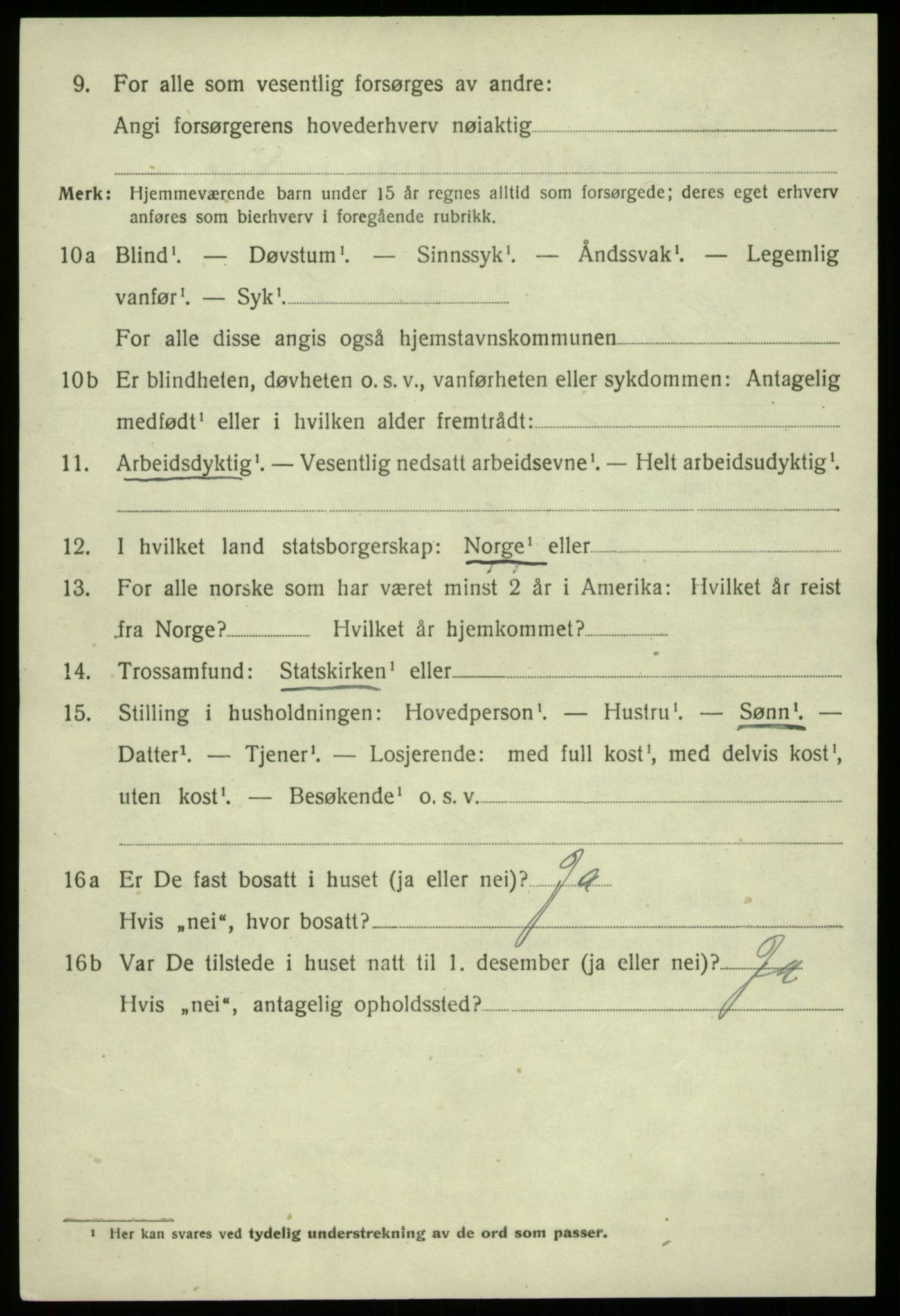 SAB, 1920 census for Strandvik, 1920, p. 3139