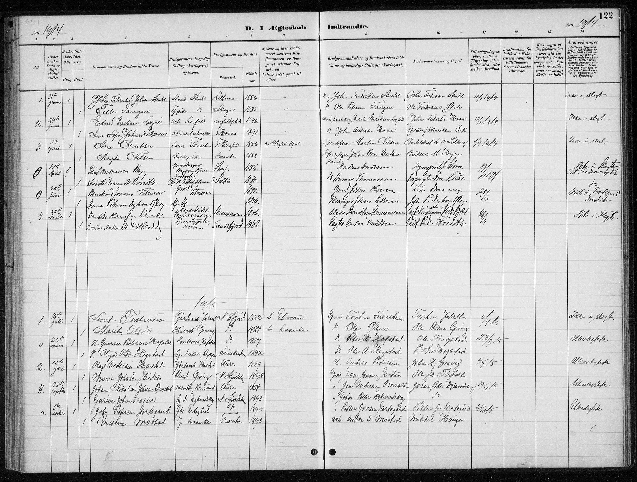 Ministerialprotokoller, klokkerbøker og fødselsregistre - Nord-Trøndelag, SAT/A-1458/710/L0096: Parish register (copy) no. 710C01, 1892-1925, p. 122