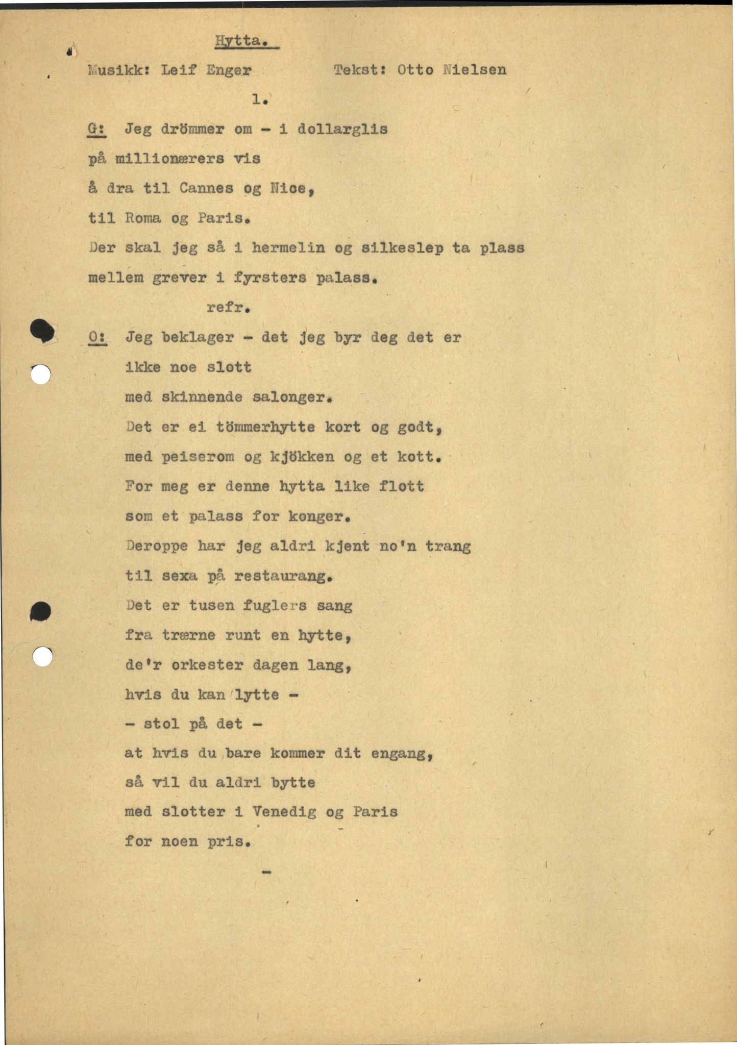 Otto Nielsen, TRKO/PA-1176/F/L0016/0271: Noter / Hytta_tekst, 1950-1959