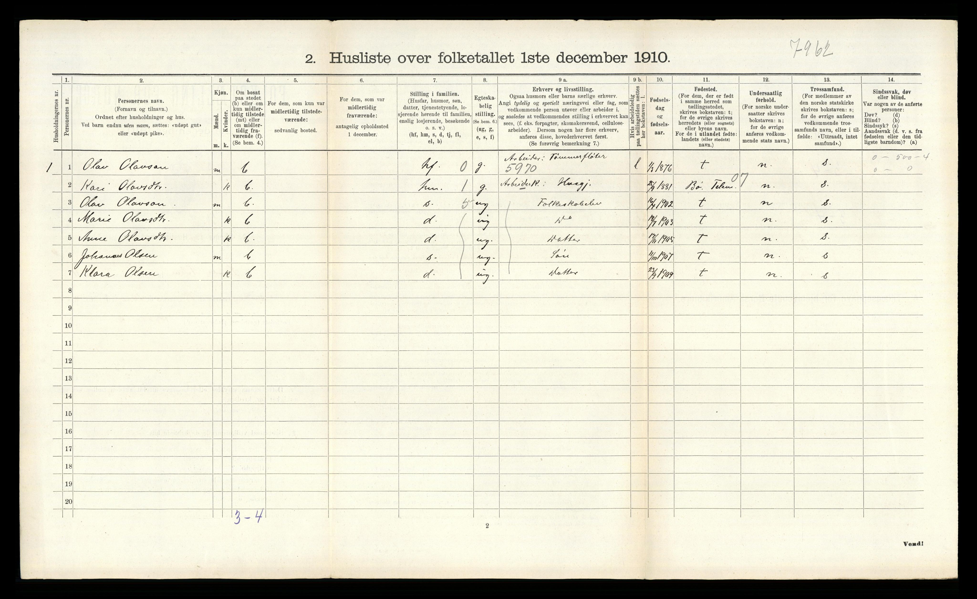 RA, 1910 census for Sauherad, 1910, p. 1156