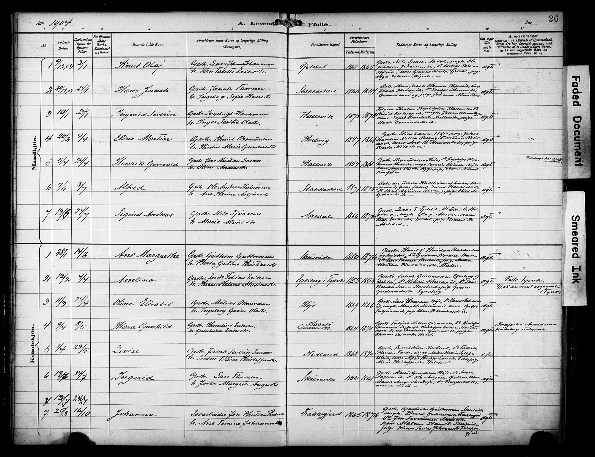 Avaldsnes sokneprestkontor, SAST/A -101851/H/Ha/Haa/L0016: Parish register (official) no. A 16, 1893-1918, p. 26