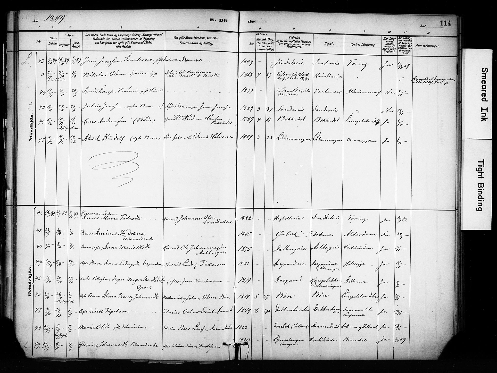 Eidsvoll prestekontor Kirkebøker, AV/SAO-A-10888/F/Fa/L0003: Parish register (official) no. I 3, 1882-1895, p. 114