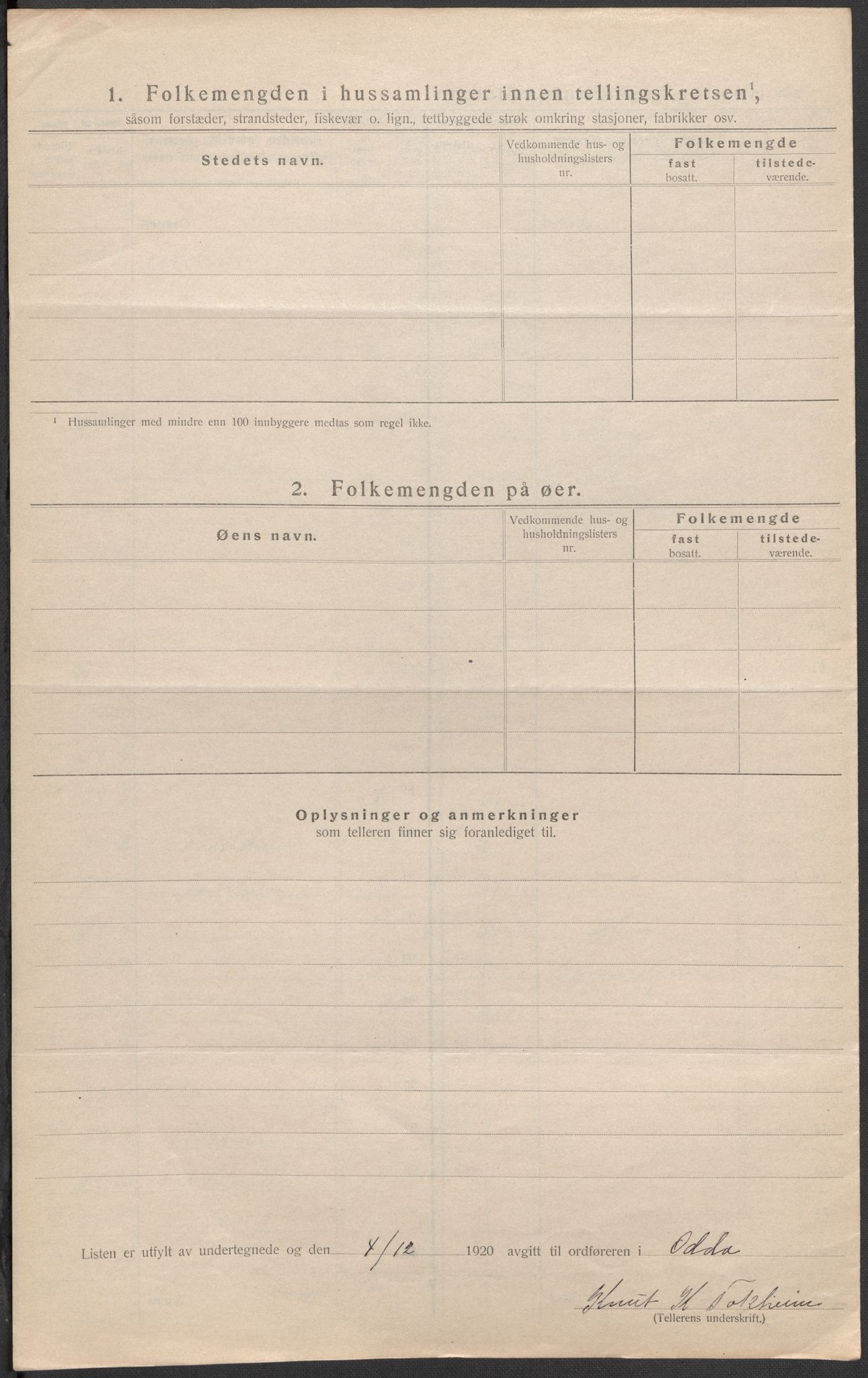 SAB, 1920 census for Odda, 1920, p. 38