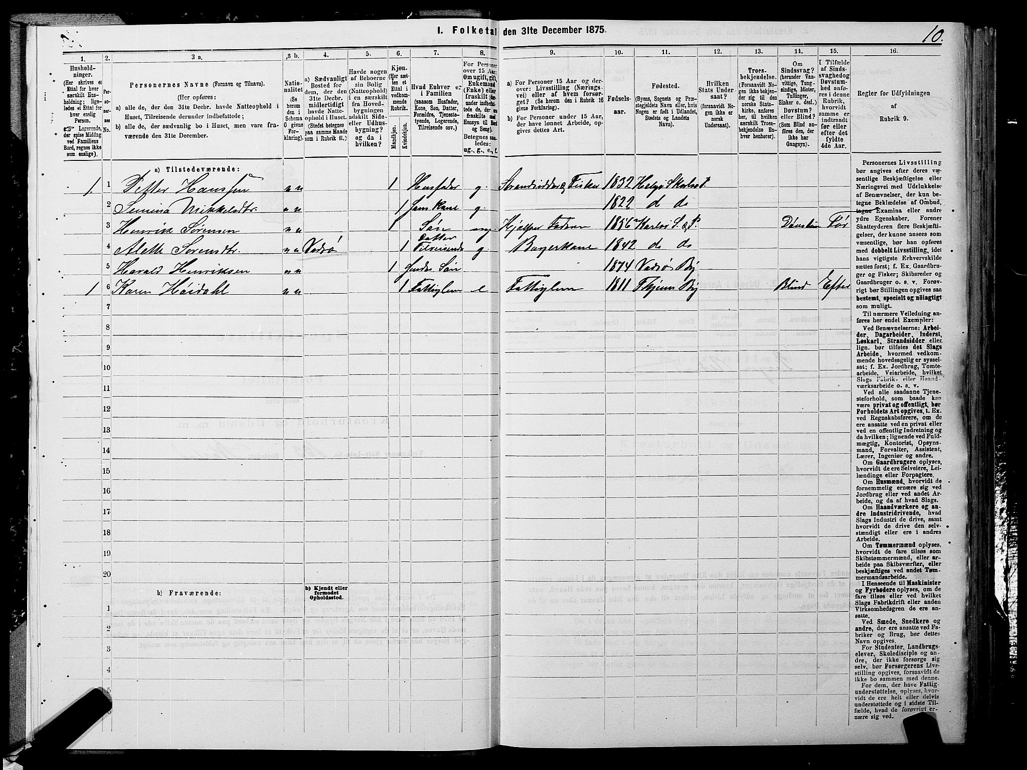 SATØ, 1875 census for 1936P Karlsøy, 1875, p. 1010